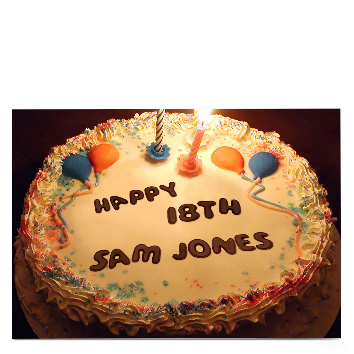 Personalised 18th Birthday Card - Birthday Cake, Editable Age