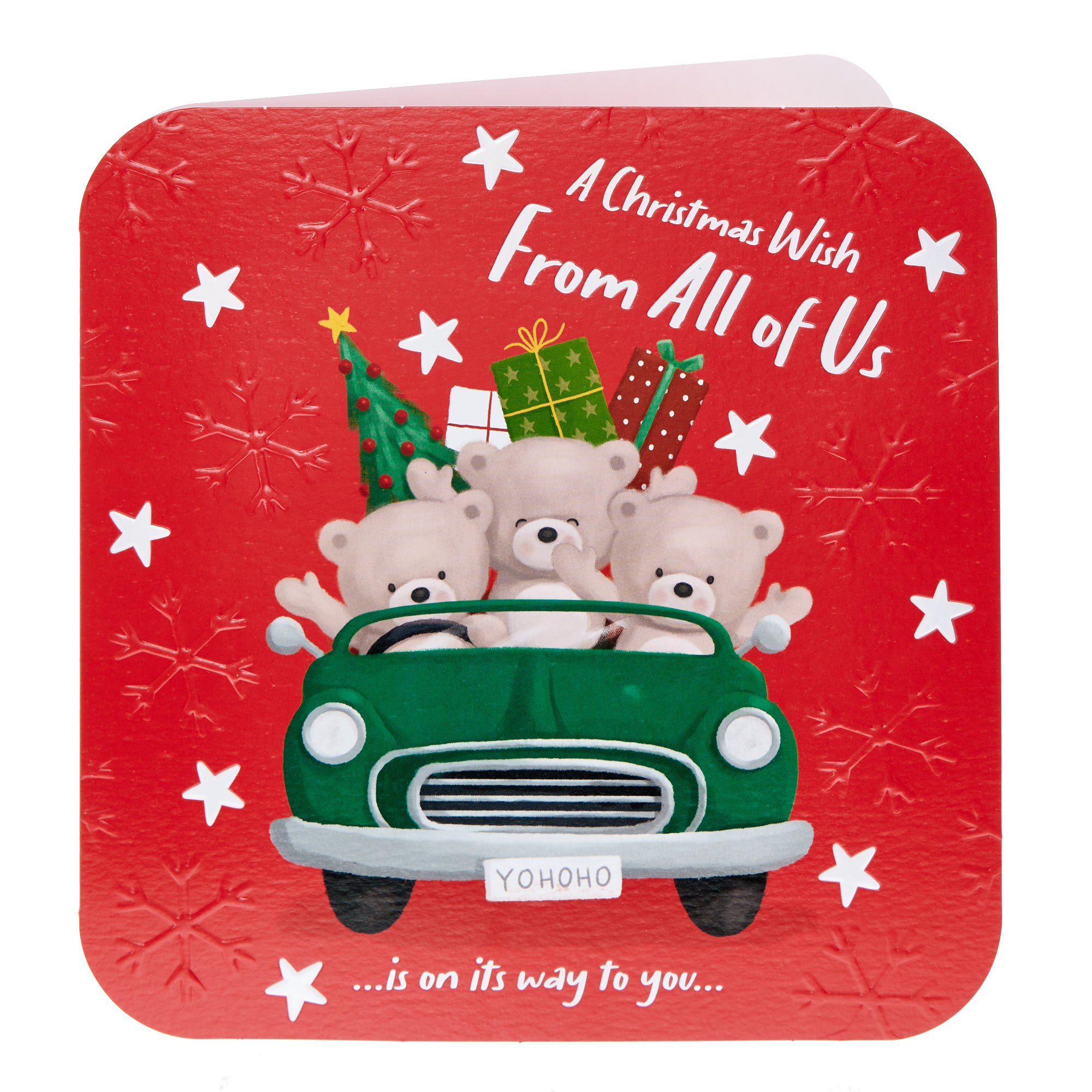 From All Of Us Hugs Bears In Car Christmas Card