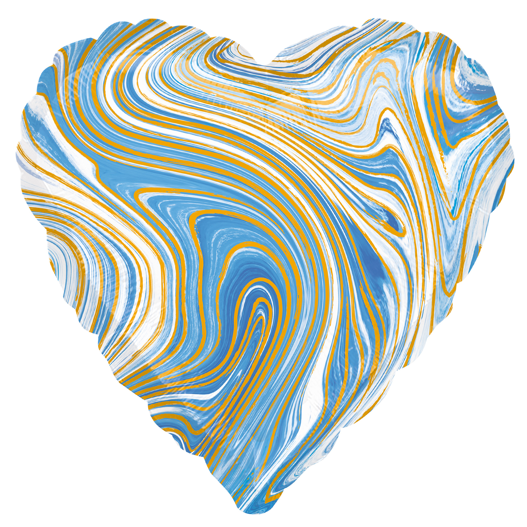 Blue Heart Marble-Effect 17-Inch Foil Helium Balloon