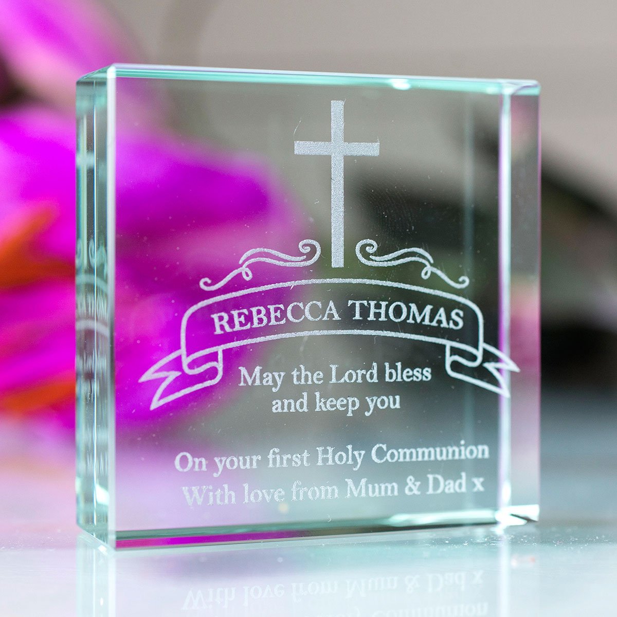 Personalised Engraved Glass Token - Holy Communion