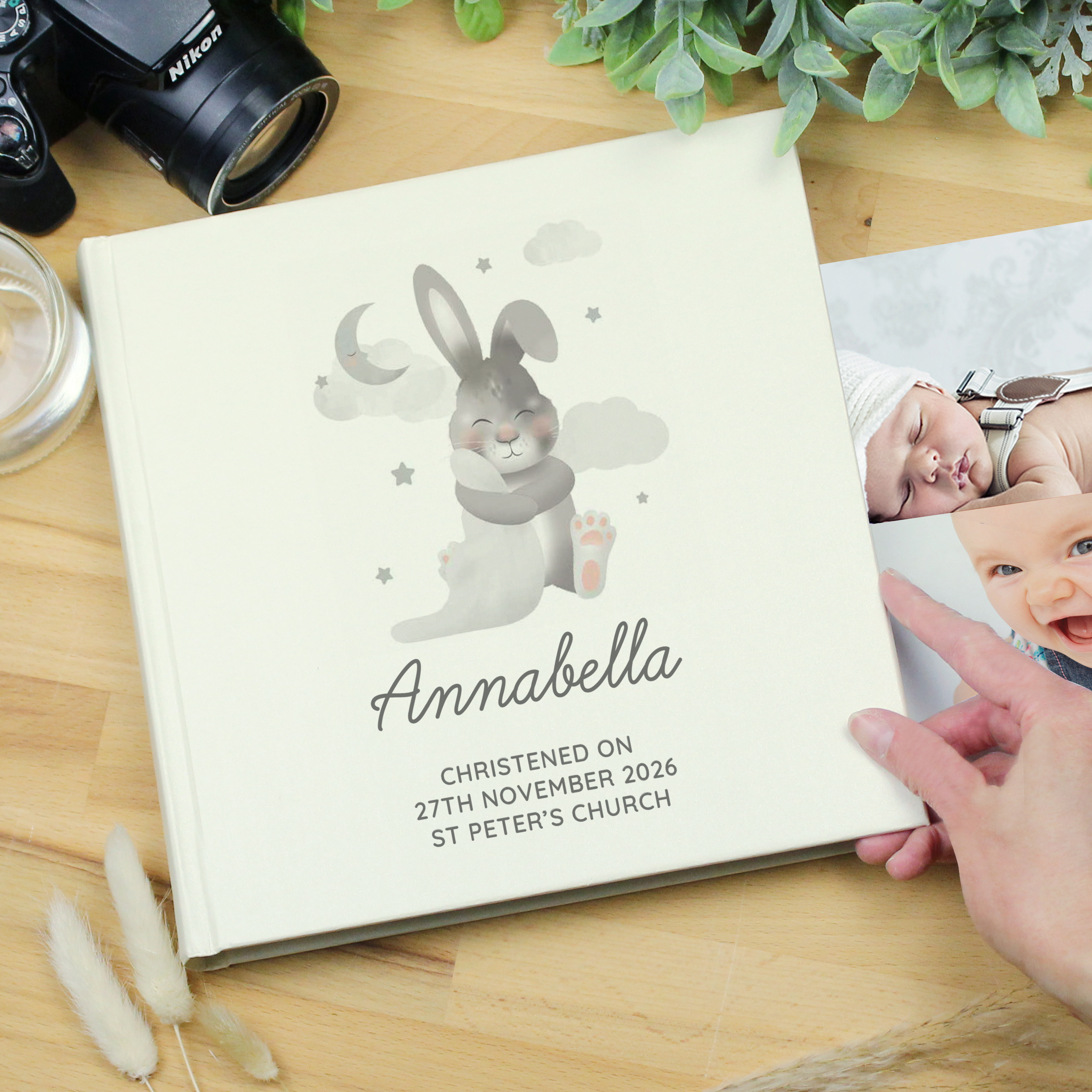 Personalised Baby Bunny Square Photo Album
