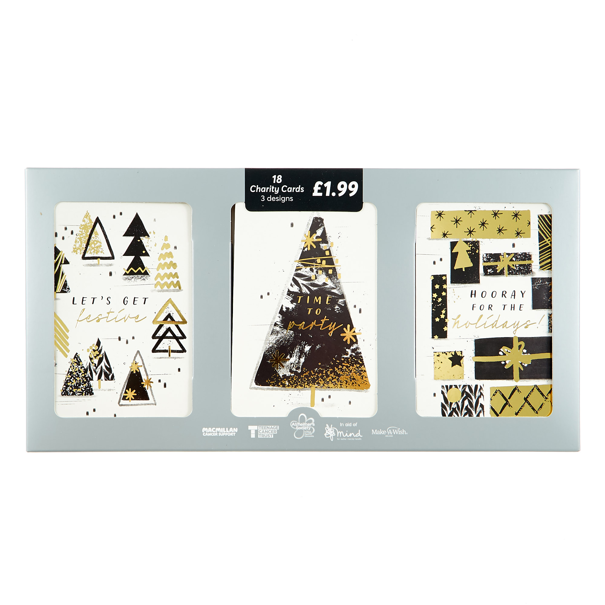 18 Charity Christmas Cards - Black & Gold (3 Designs)