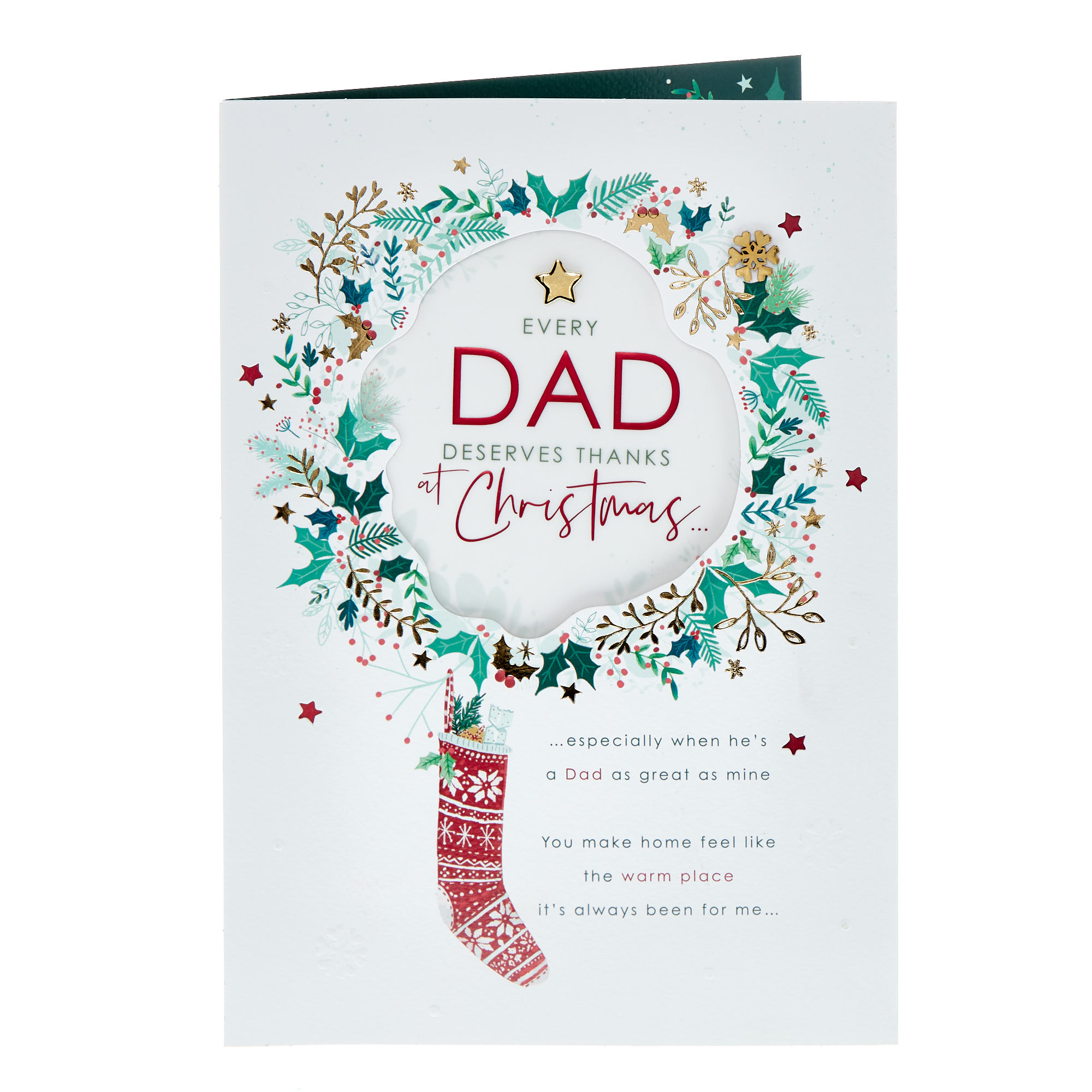 Premium Dad Wreath & Stocking Christmas Card