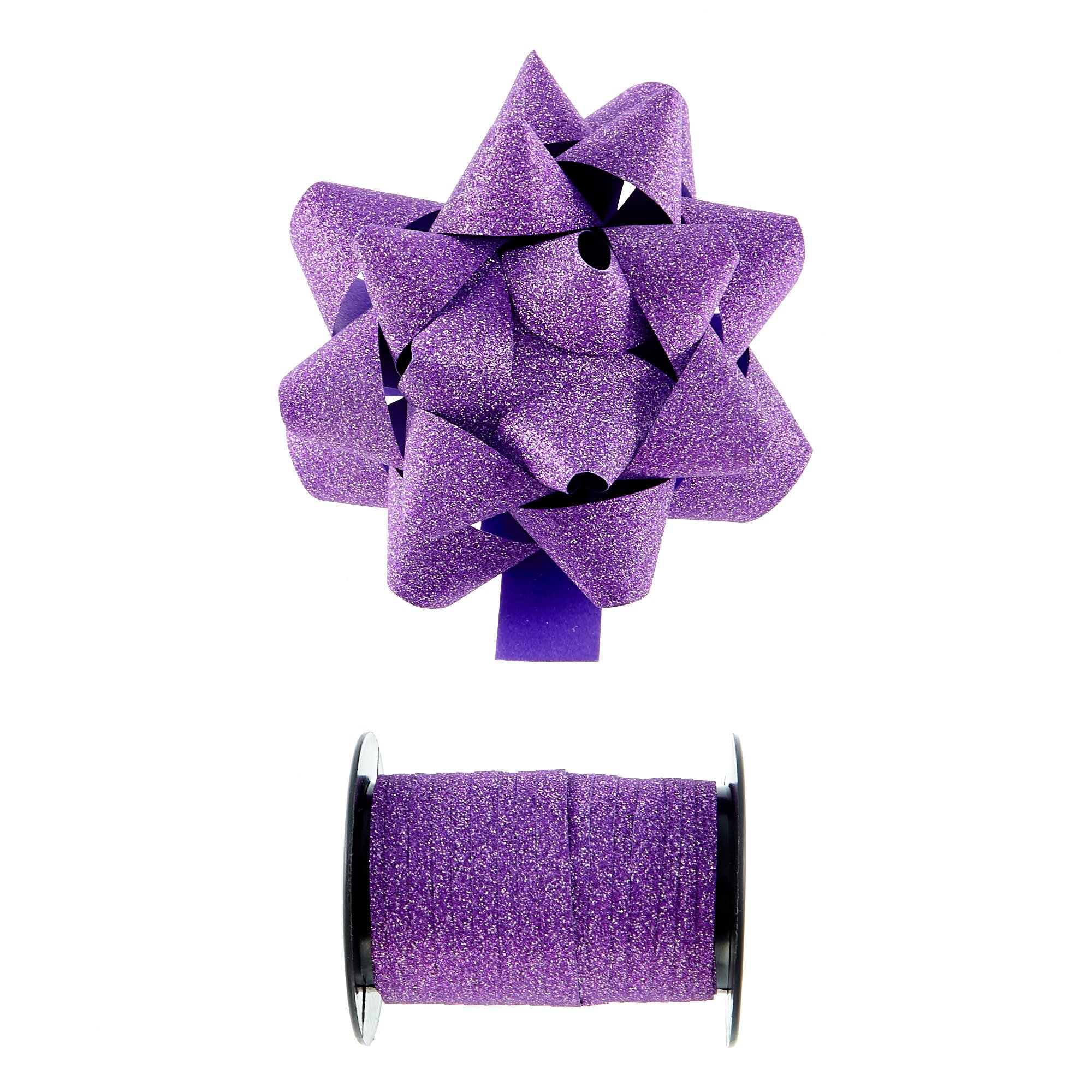 Purple Glitter Bow & Curling Ribbon