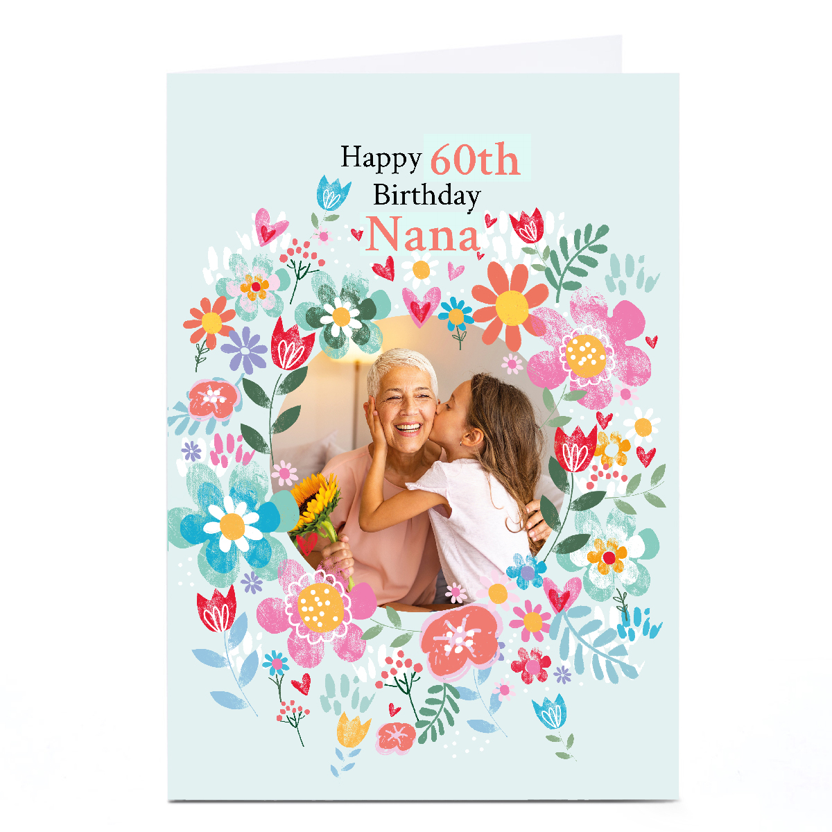 Photo Lindsay Loves to Draw 60th Birthday Card - Flower Frame, Editable Age & Recipient