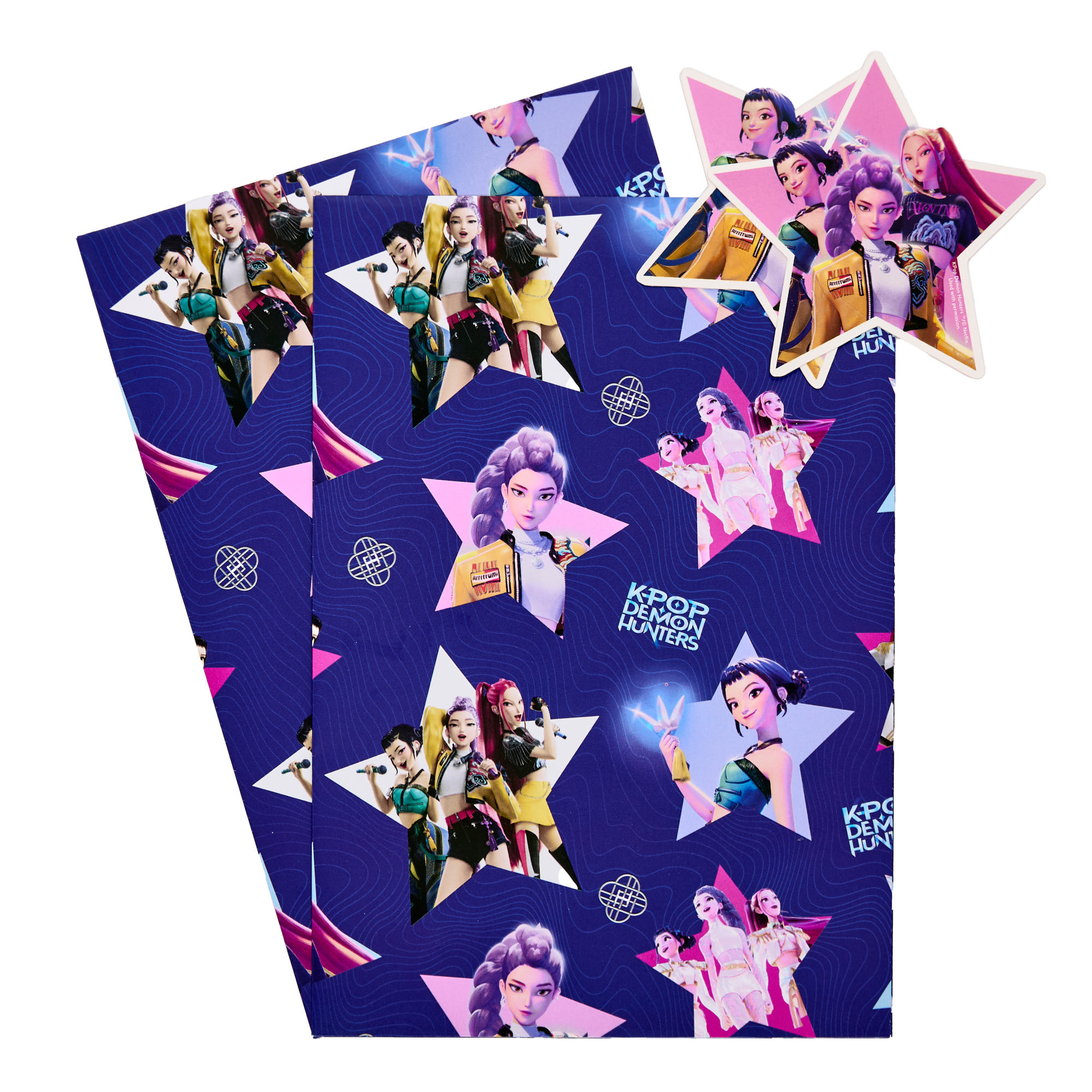 KPop Demon Hunters Gift Wrap - 2 Sheets & 2 Tags