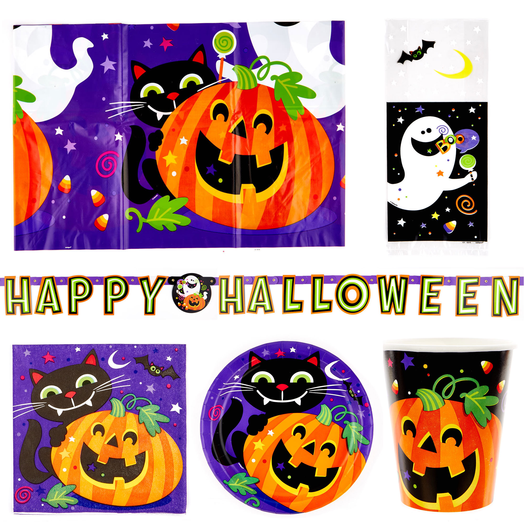 Halloween Party Decoration & Tableware Bundle - 16 Guests