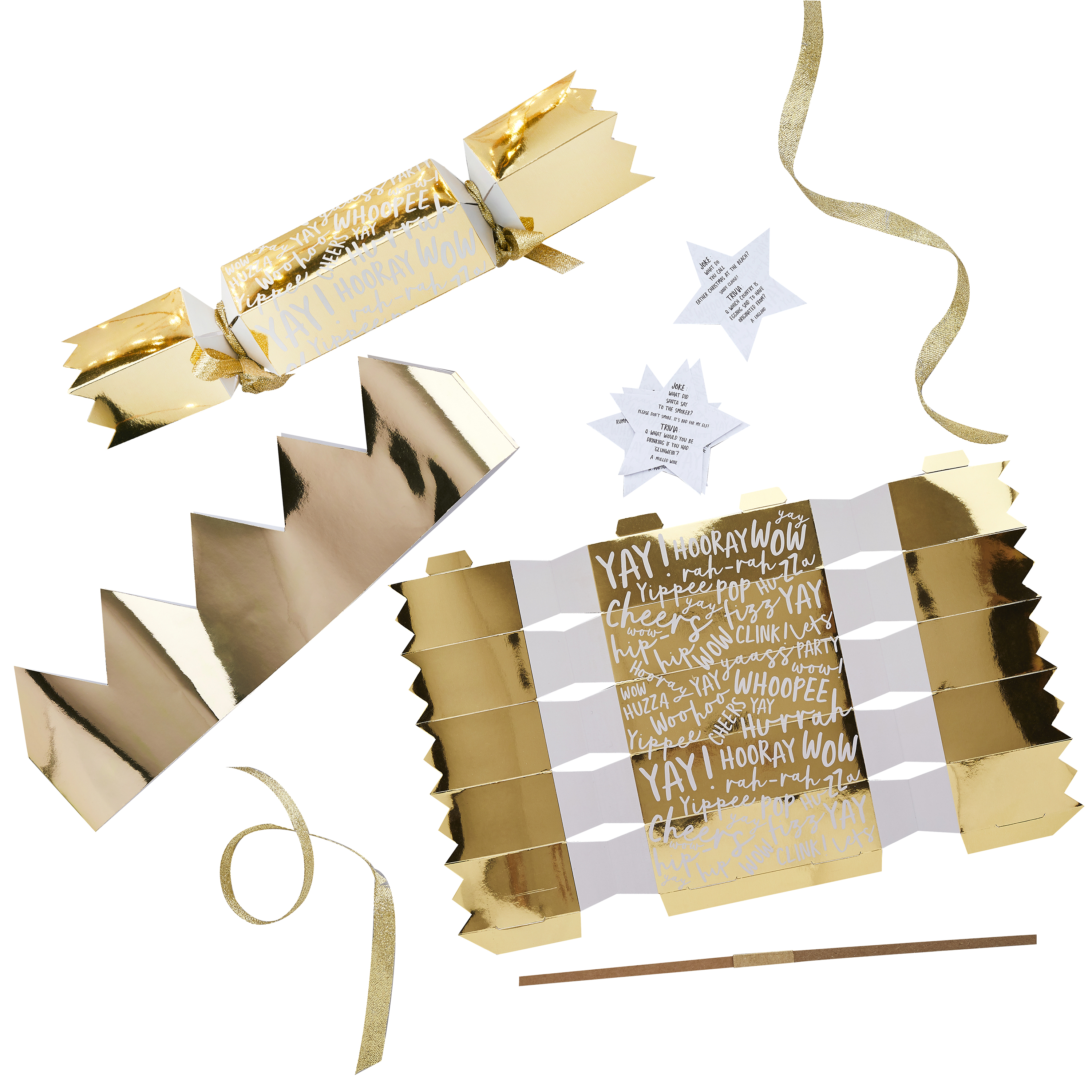 Gold Christmas DIY Crackers - Pack of 6