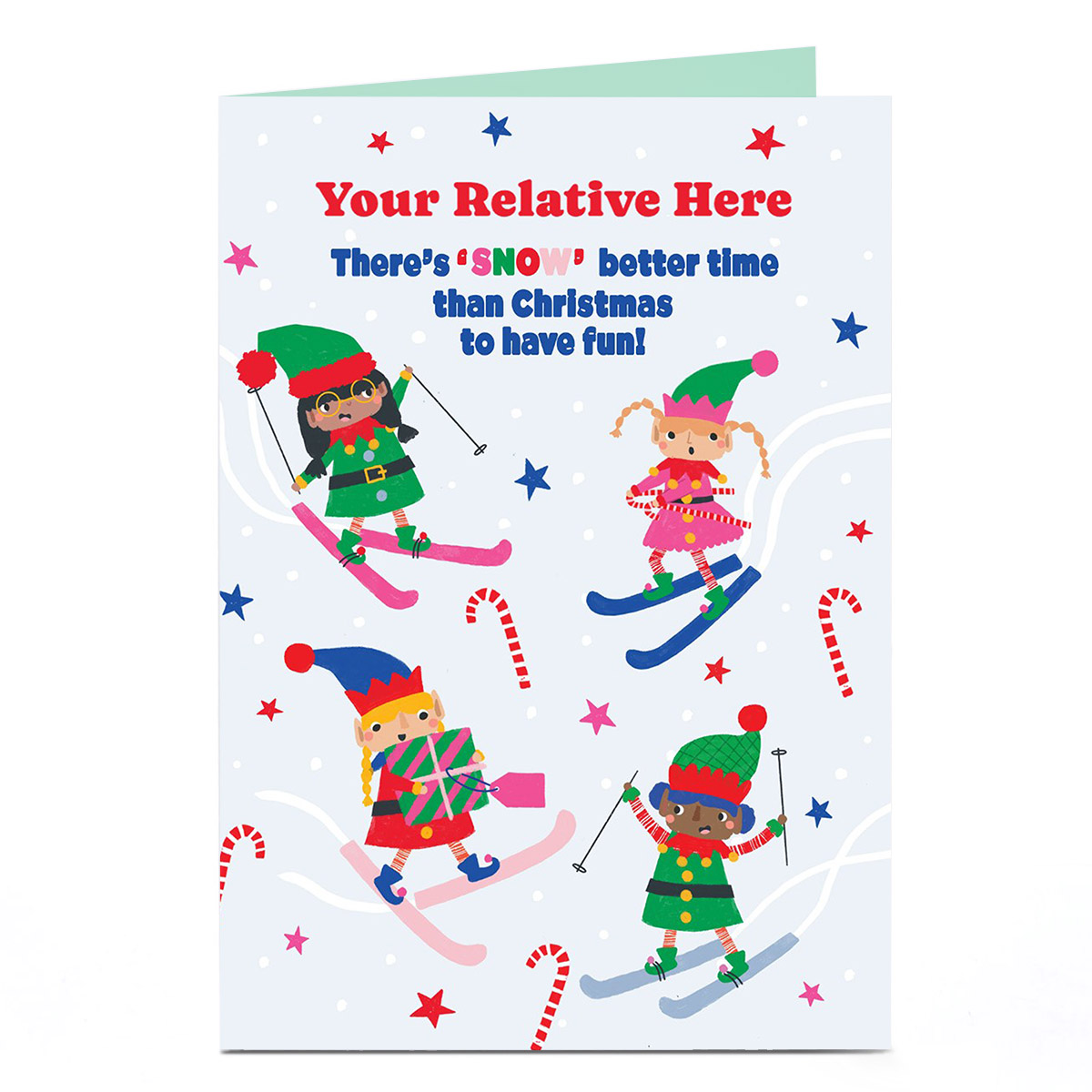 Photo Christmas Card - Snow Better Time Skiing Elves
