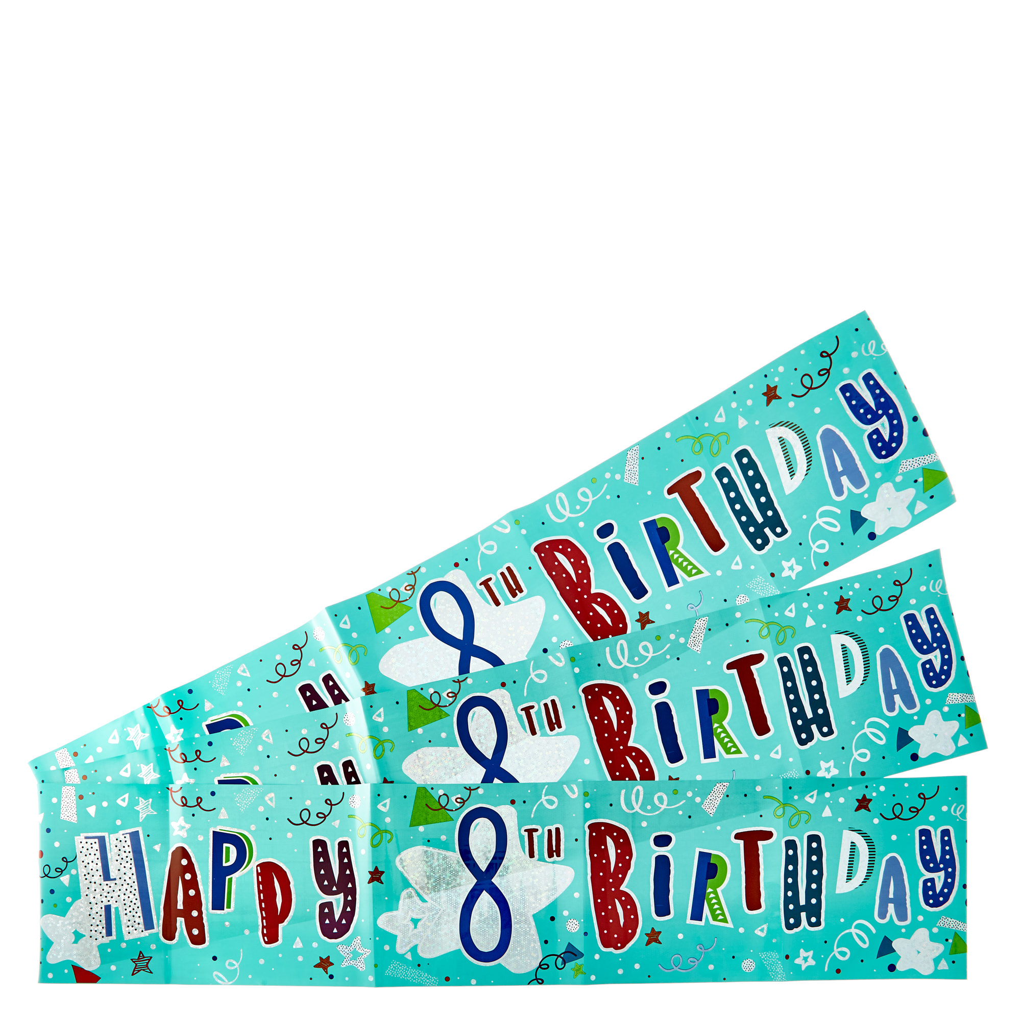 Holographic 8th Birthday Party Banners - Pack Of 3 