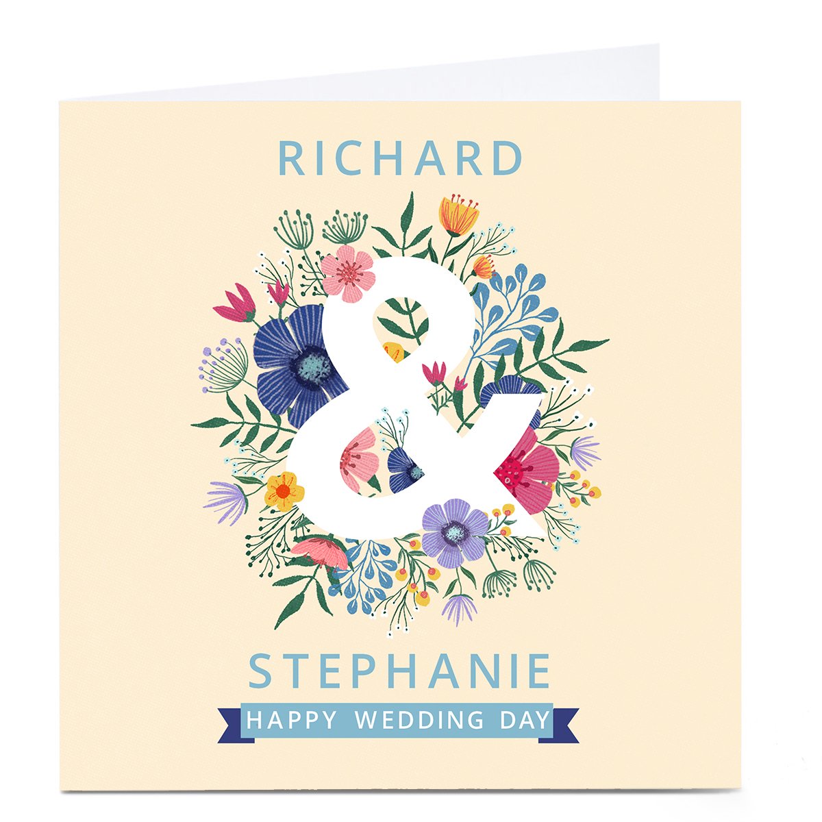 Personalised Dalia Clark Wedding Card - Floral Ampersand 