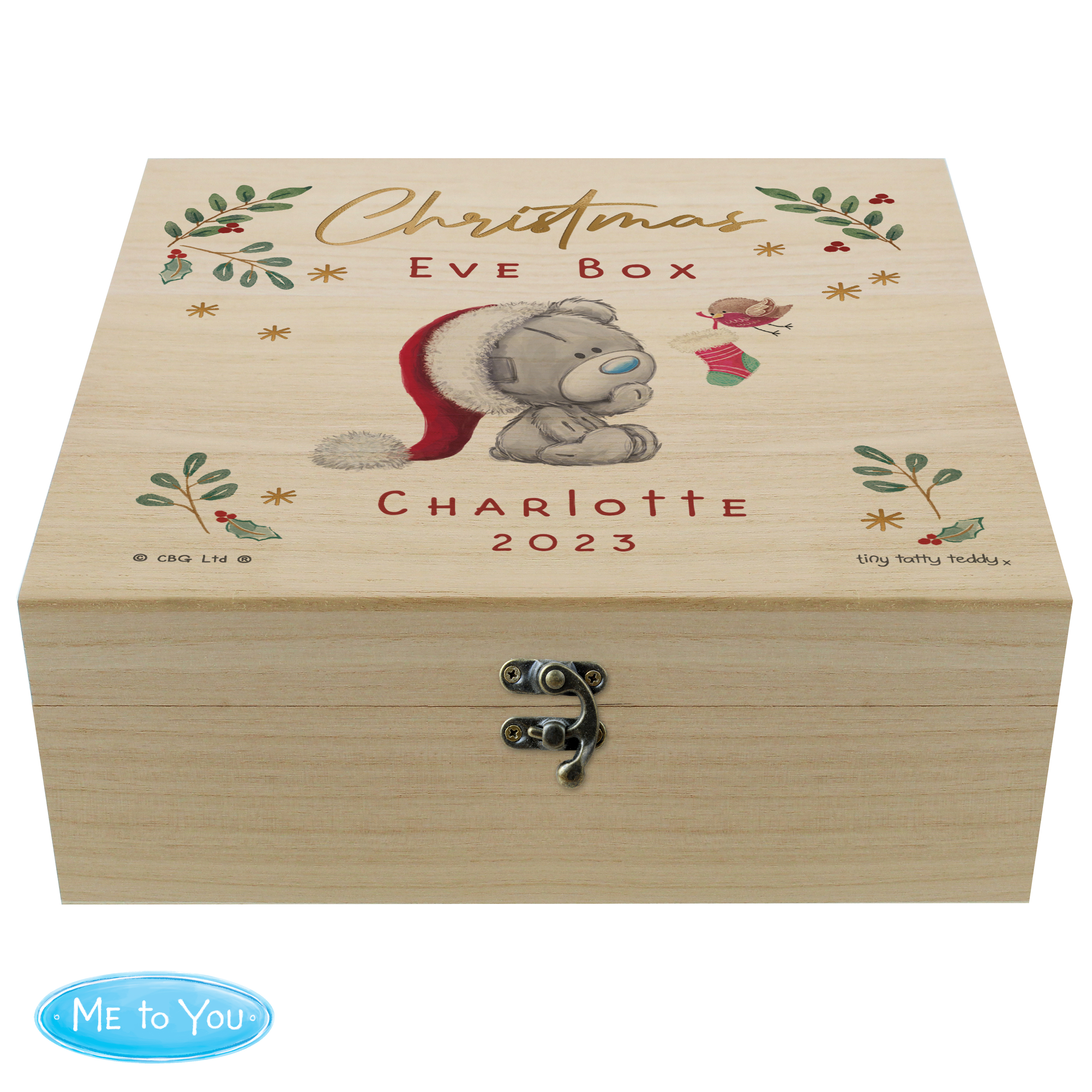 Personalised Tiny Tatty Teddy Large Wooden Christmas Eve Box