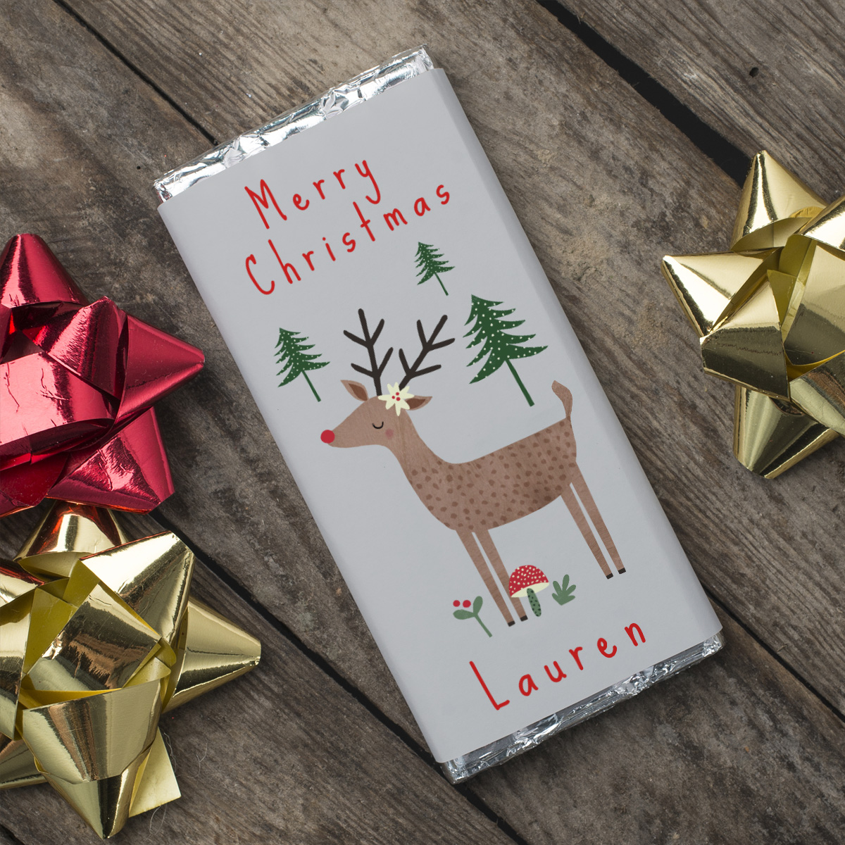 Personalised Chocolate Bar - Reindeer