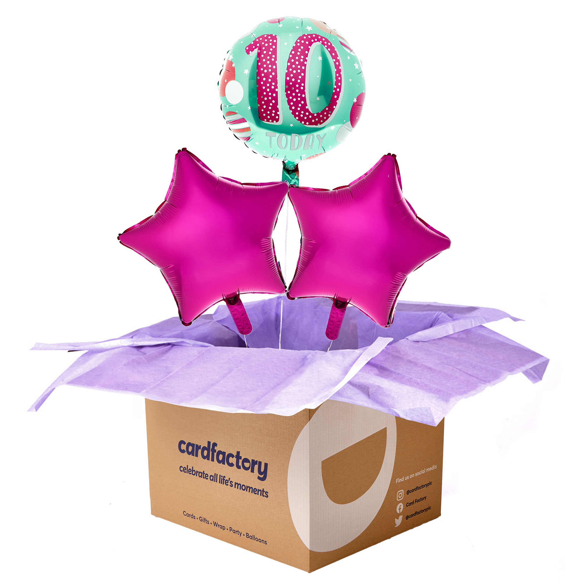 Pink & Mint 10th Birthday Balloon Bouquet - DELIVERED INFLATED!