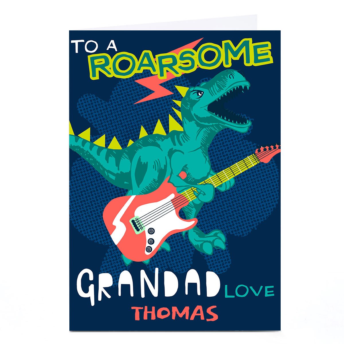 Personalised Bev Hopwood Father's Day Card - Grandad Dinosaur