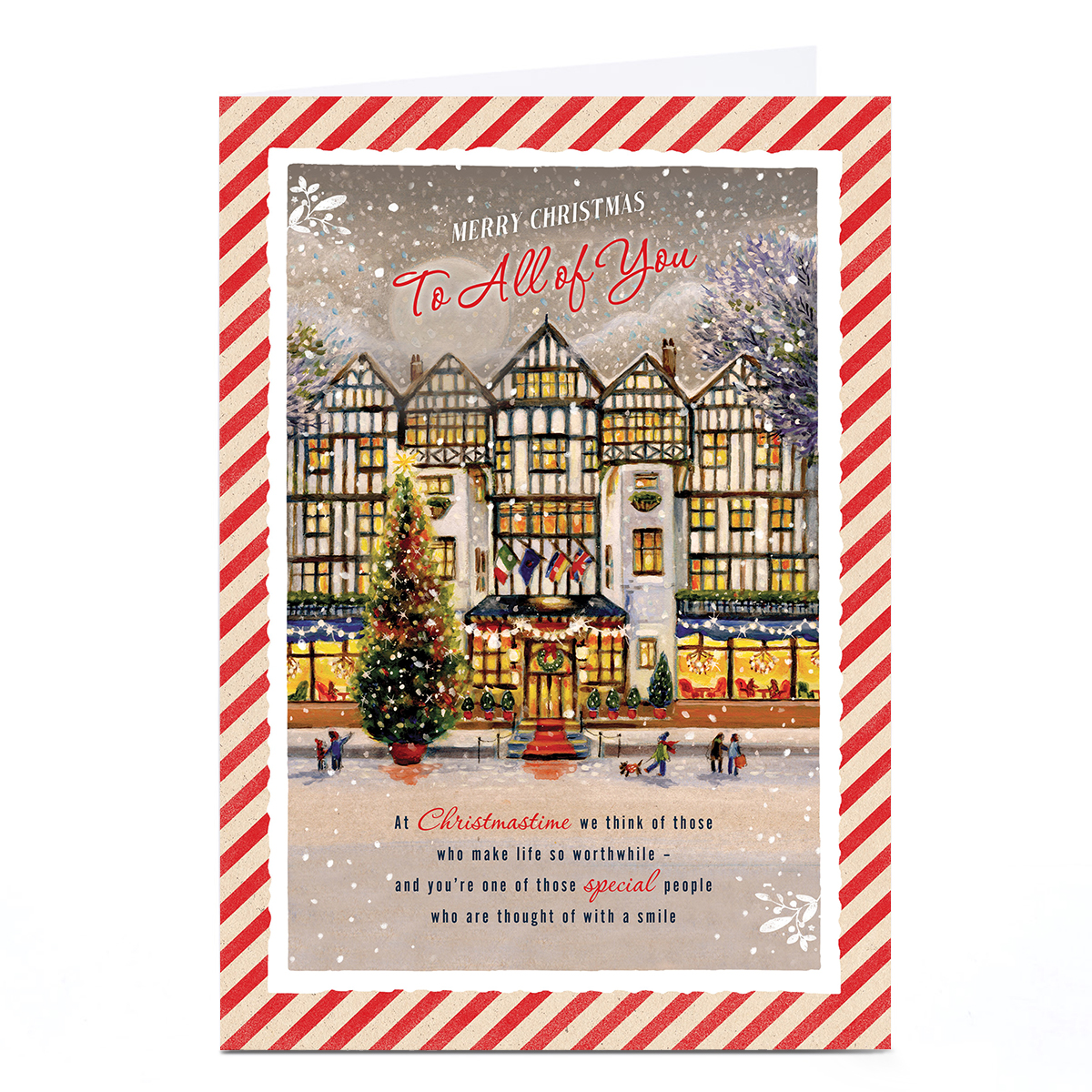 Personalised Christmas Card - Snowy Village Scene, To All of You