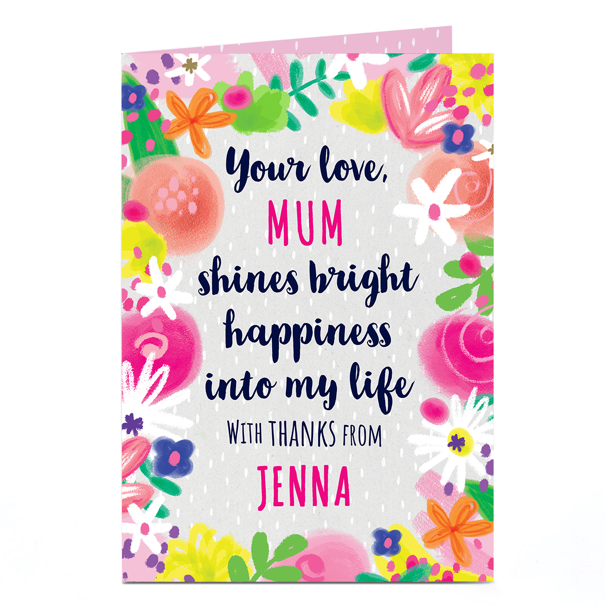 Personalised Card - Mum Shines Bright Happiness 