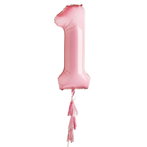 Pastel Pink 40-Inch Number 1 Balloon (Deflated)