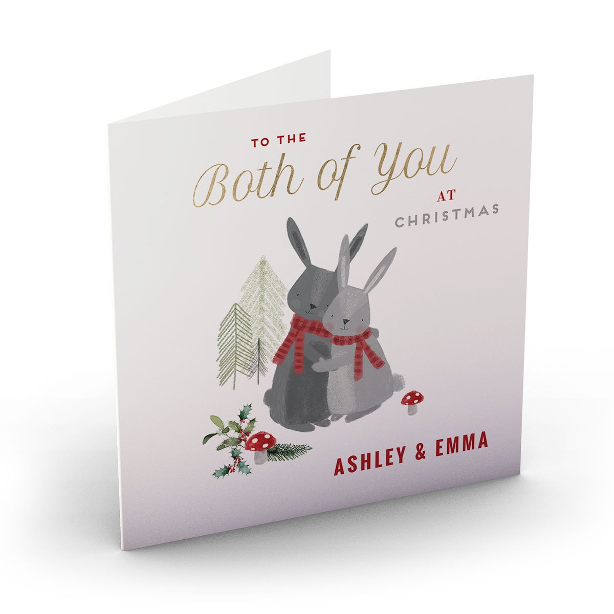 Personalised Christmas Card - To The Both Of You, Rabbits