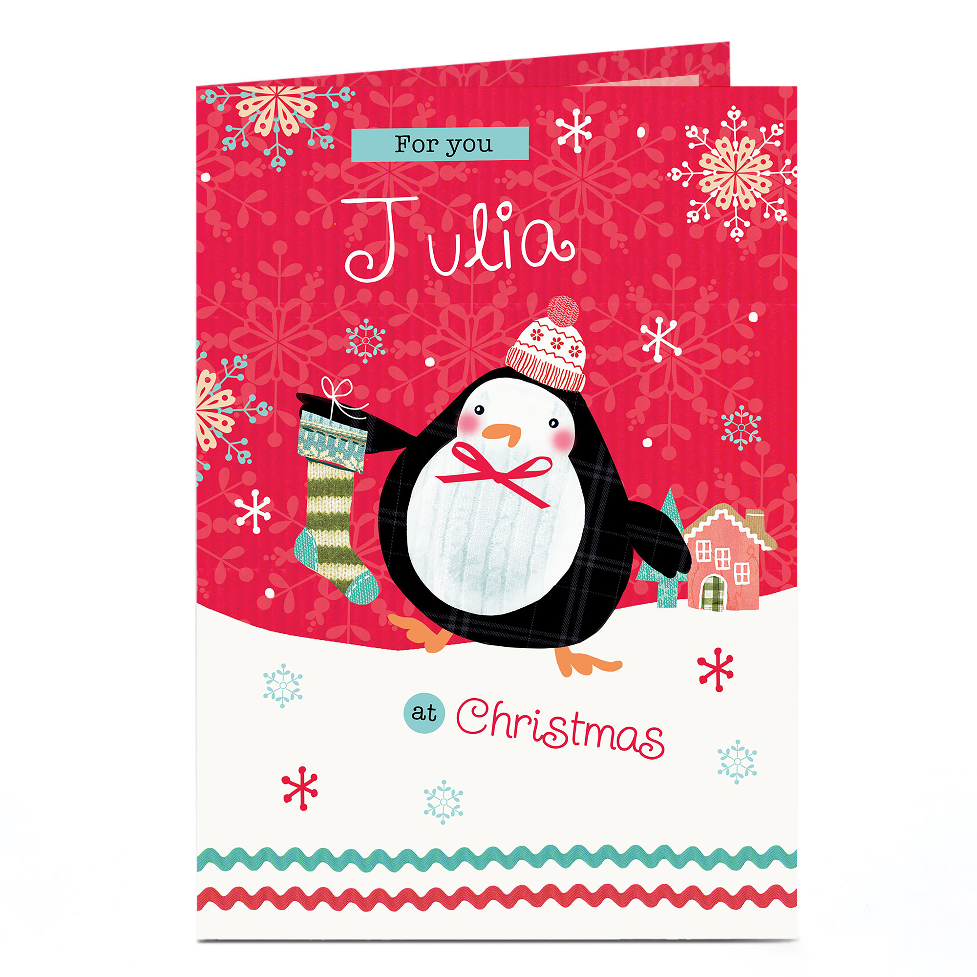 Personalised Christmas Card - Cartoon Penguin