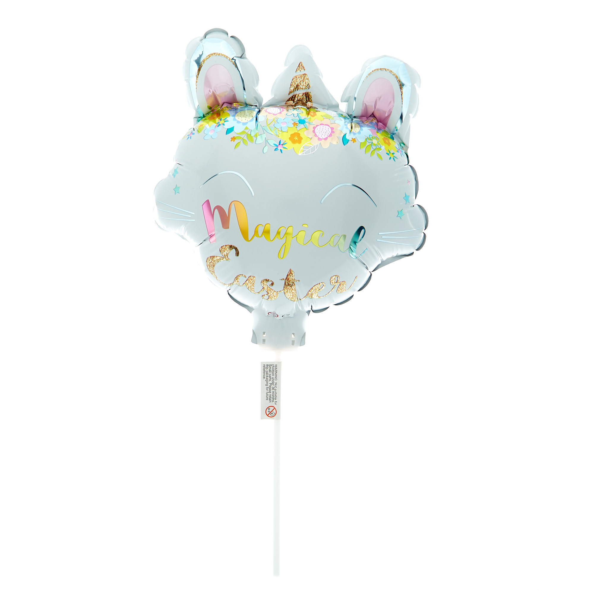 Magical Easter Bunny Balloon On A Stick (Deflated)