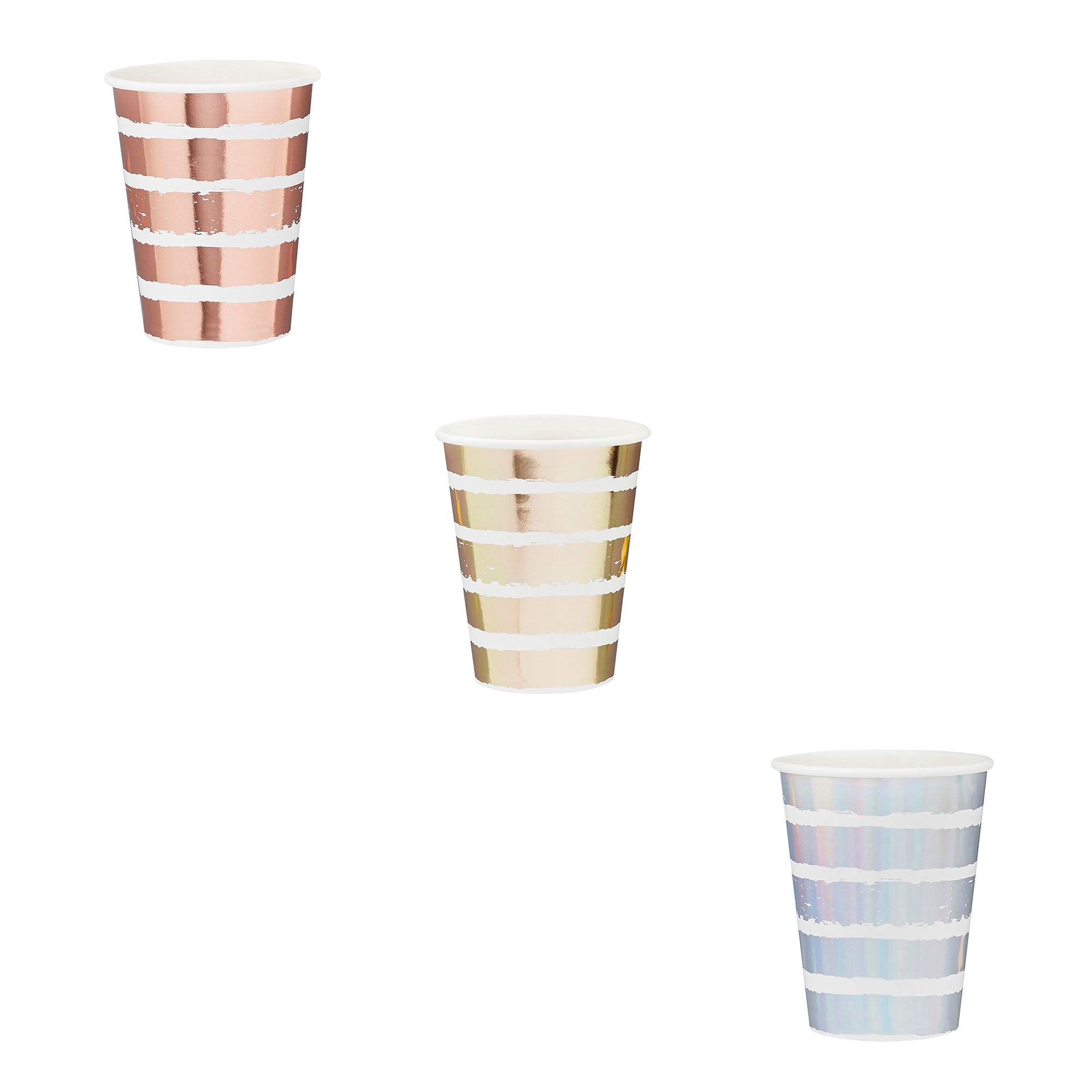 Metallic Striped Paper Cups - Pack of 8 (3 Colour Options)