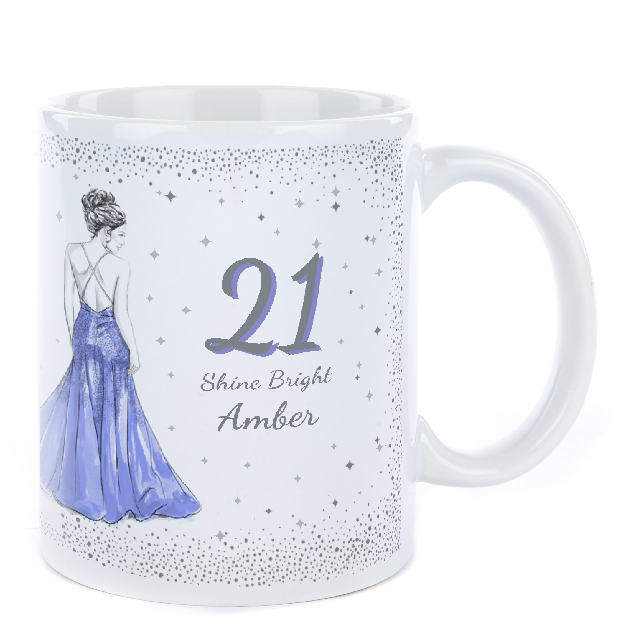 Personalised Birthday Mug - Blue Lady, Editable Age & Recipient