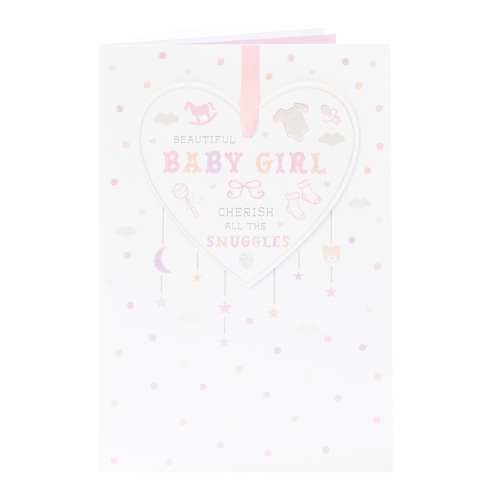 New Baby Card - Girl, Cherish The Snuggles