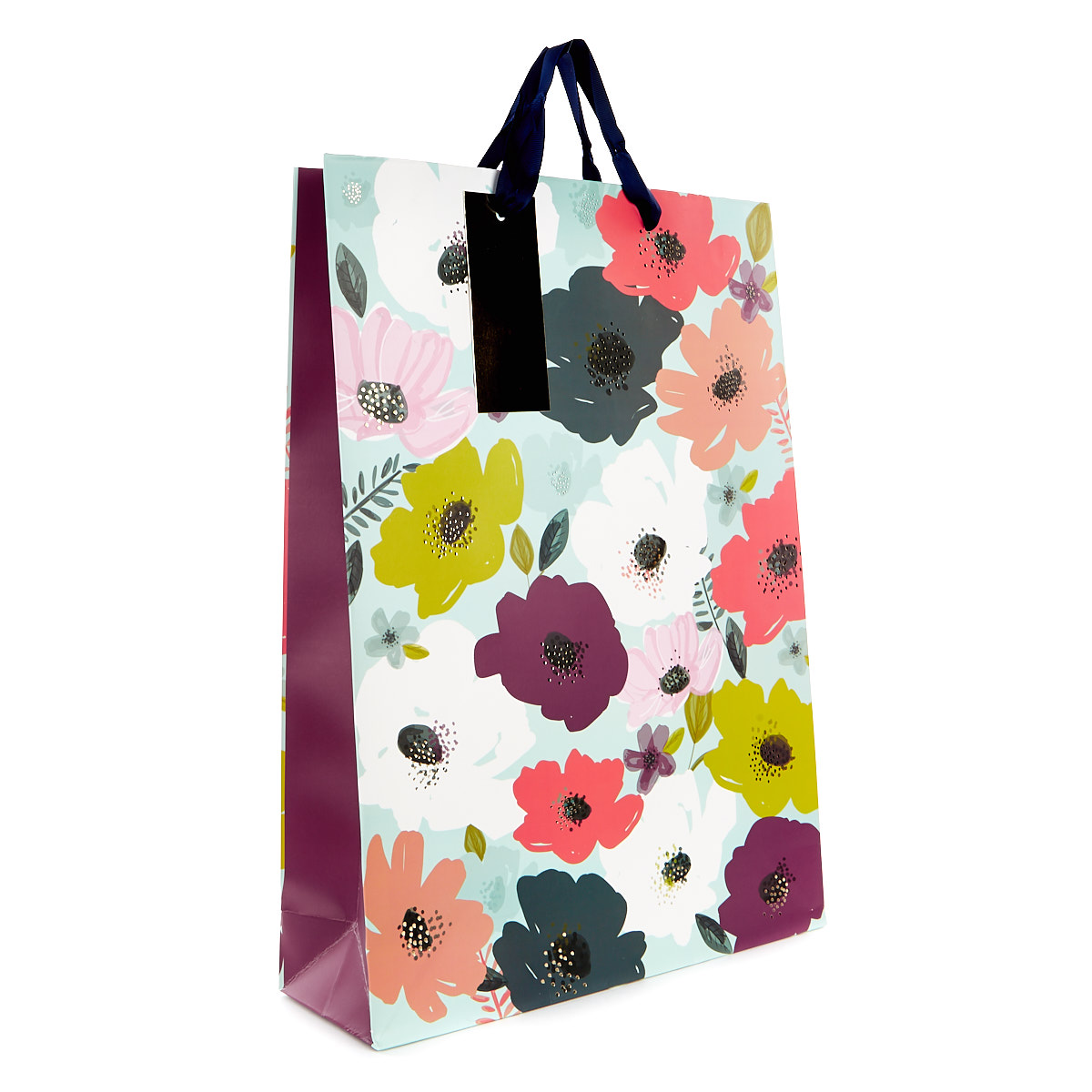 Extra Large Portrait Blue & Purple Floral Gift Bag