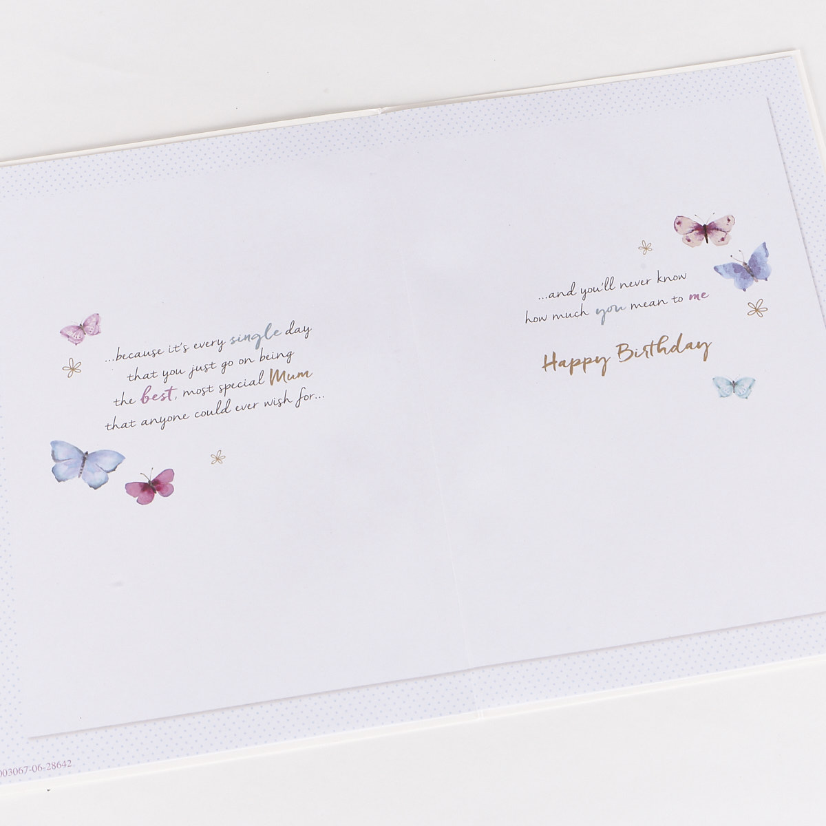 Birthday Card - Mum, Watercolour Butterflies