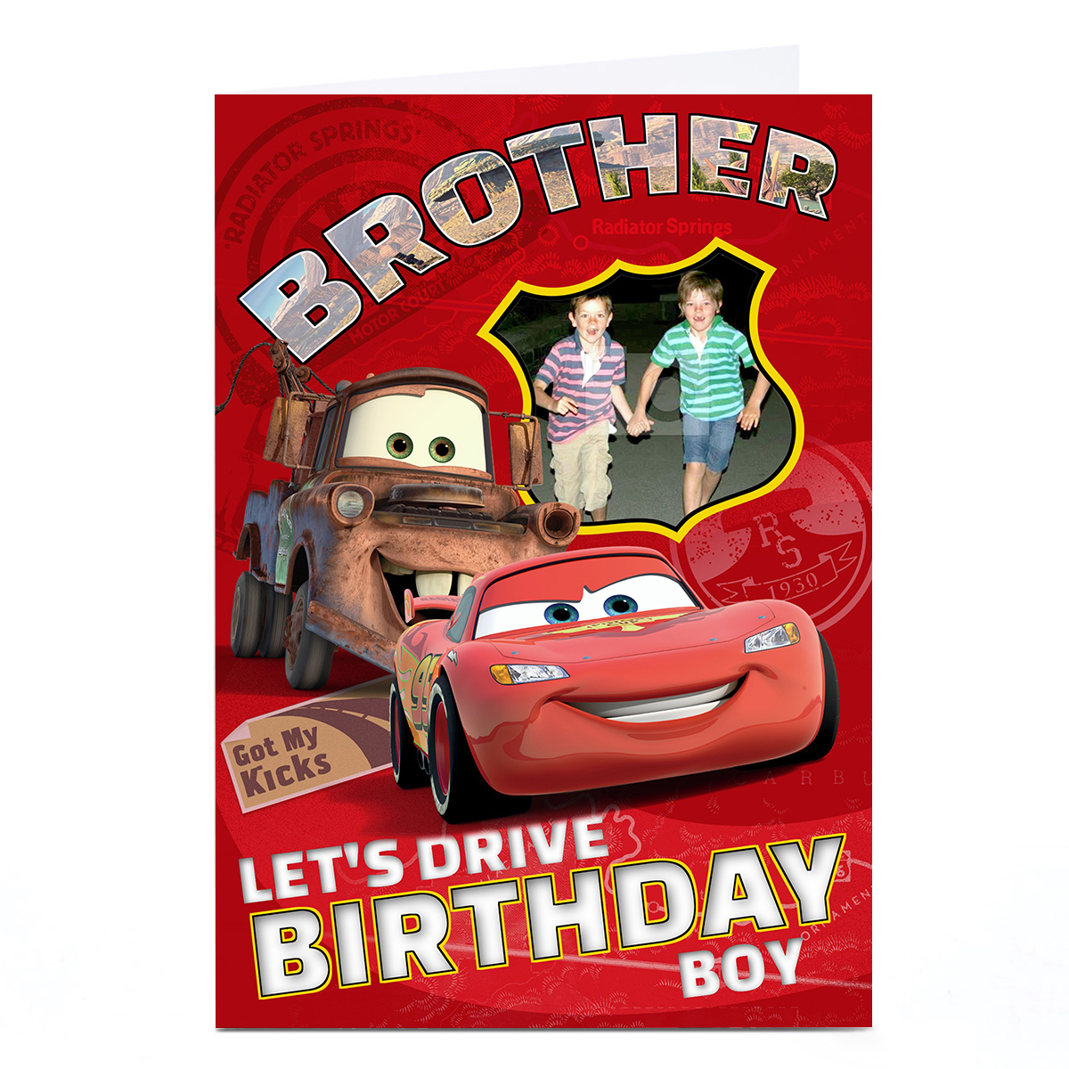 Photo Disney Cars Birthday Card - Let's Drive, Brother