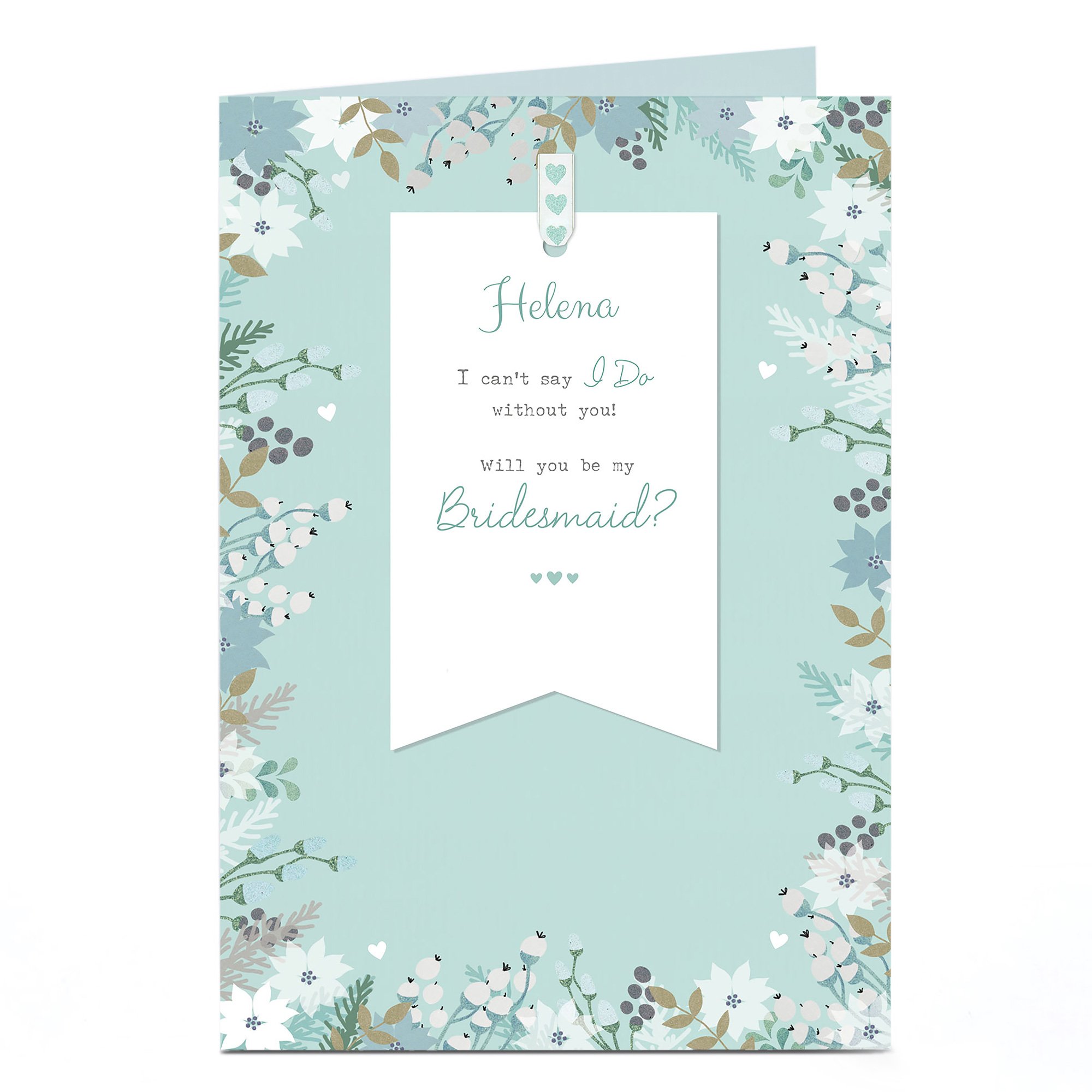 Personalised Wedding Card - Be My Bridesmaid Floral Blue