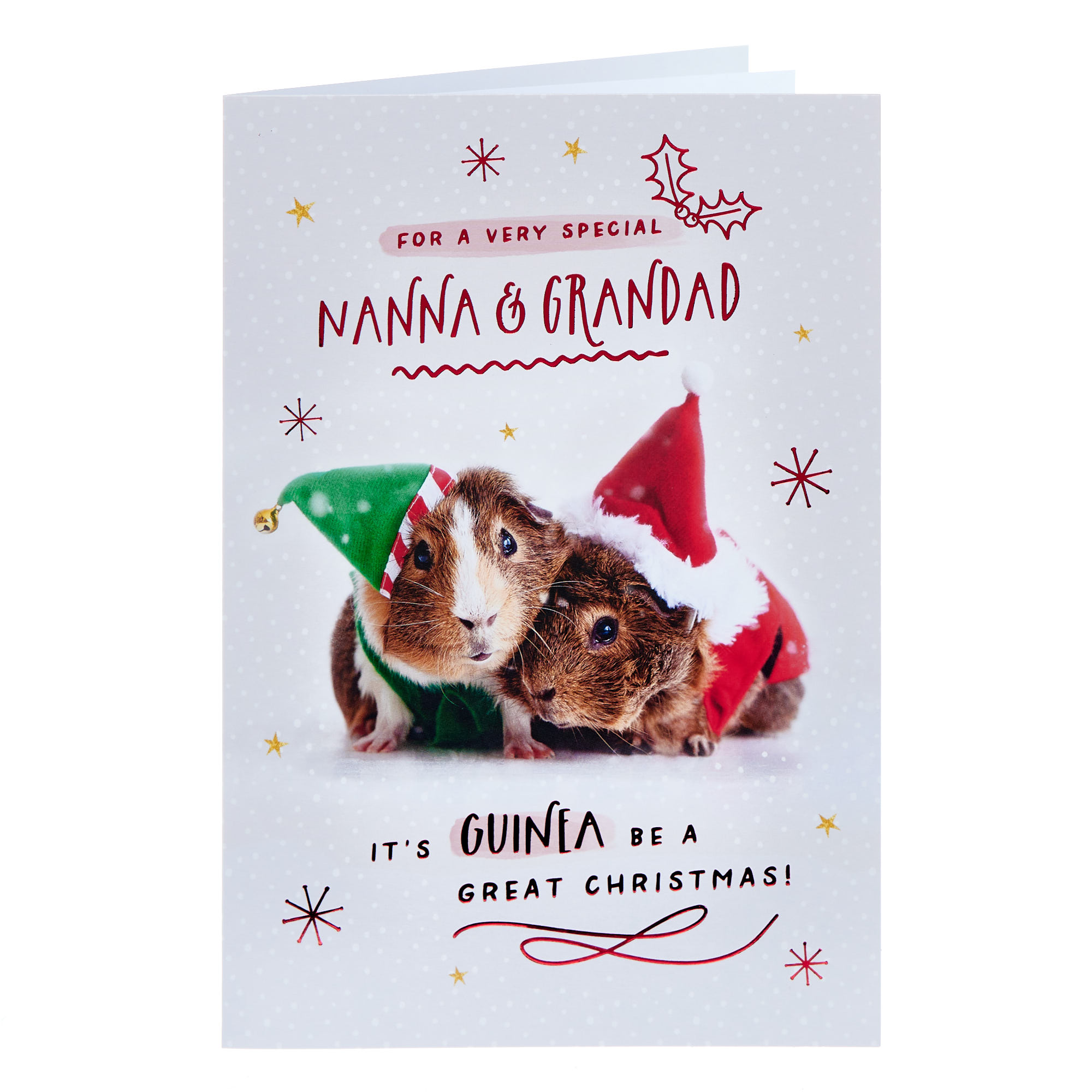 Nanna & Grandad Guinea Pigs Christmas Card