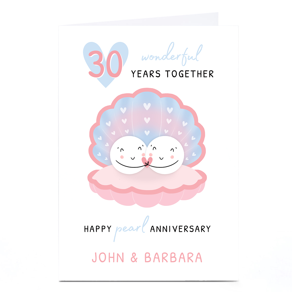 Personalised Anniversary Card - Pearl 30 Years 