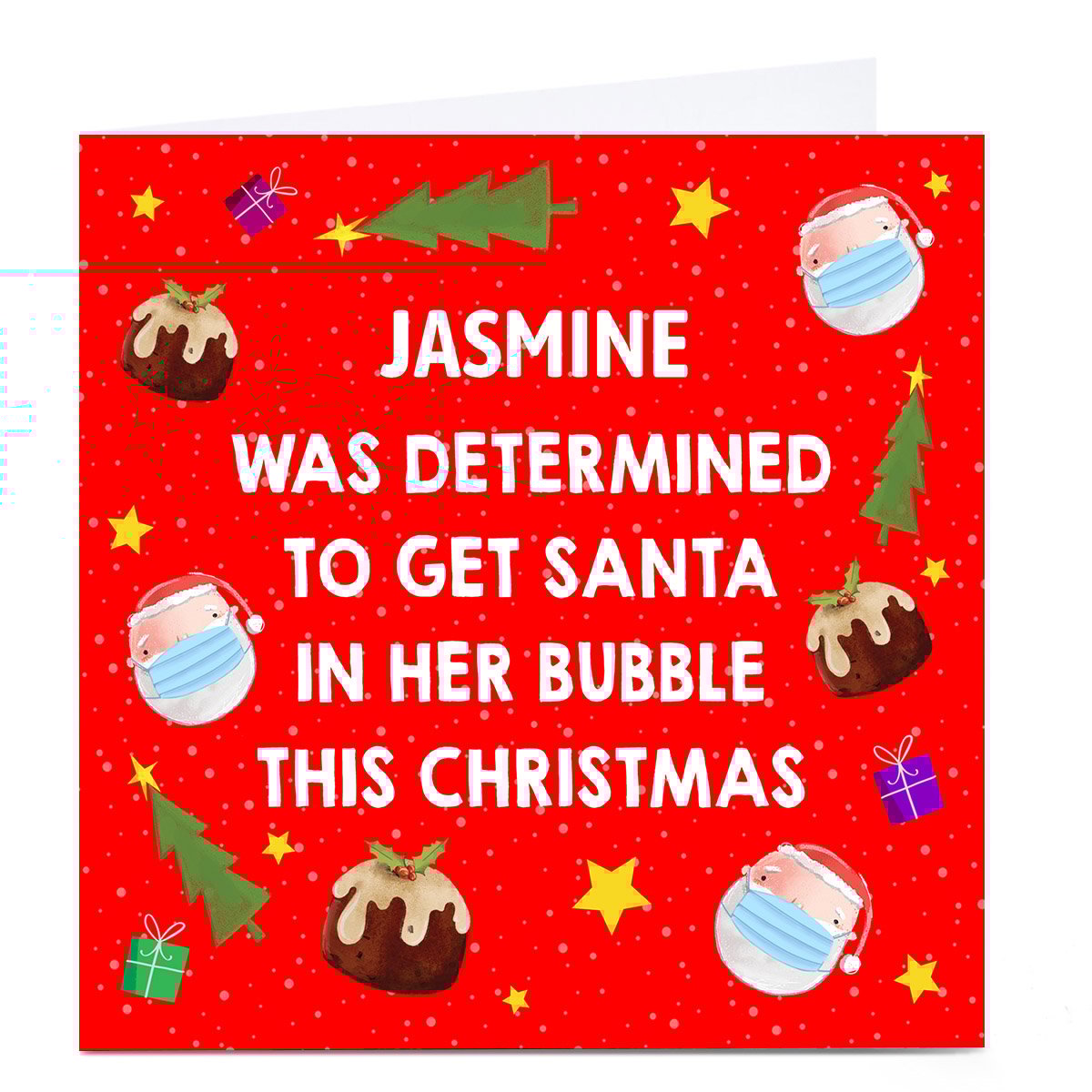 Personalised Lockdown Christmas Card - Santa In Her Bubble