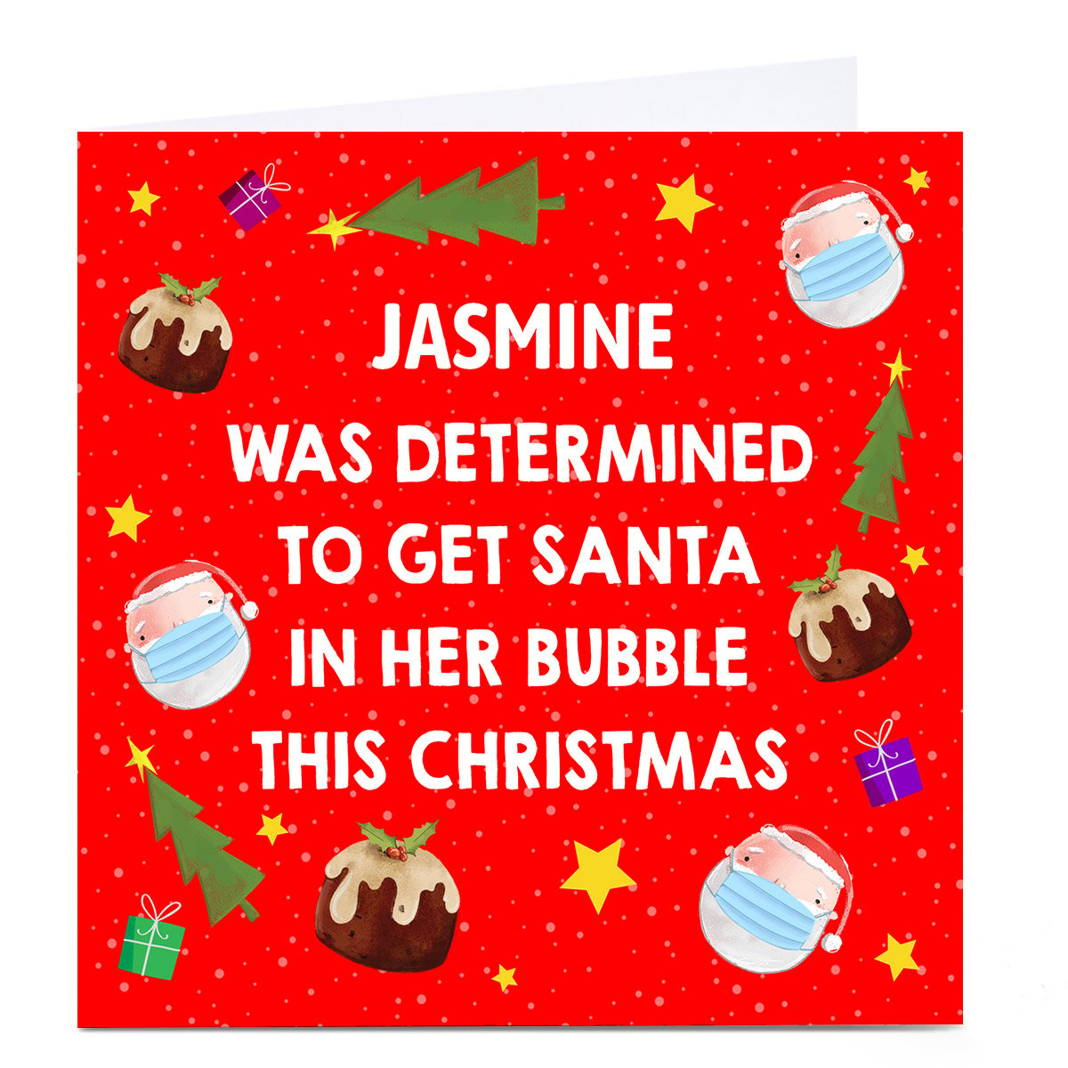 Personalised Lockdown Christmas Card - Santa In Her Bubble