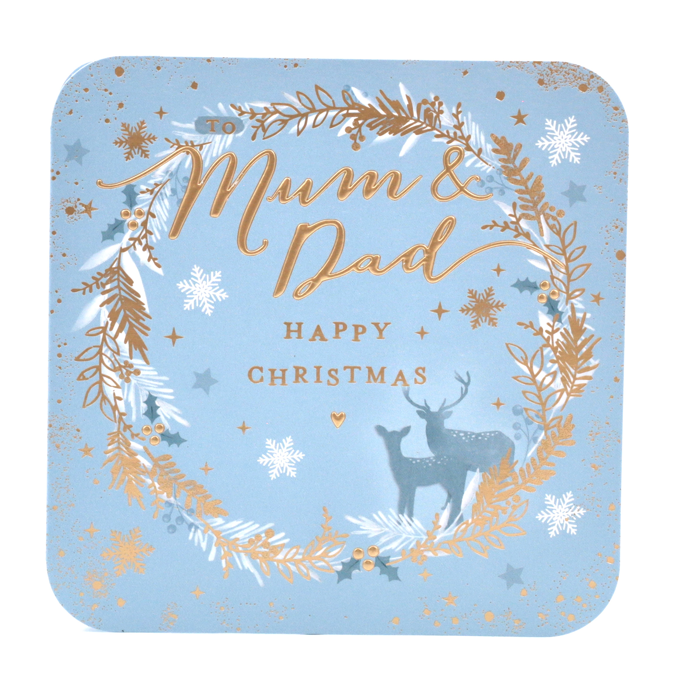 Christmas Card - Mum And Dad, Deer In Wreath