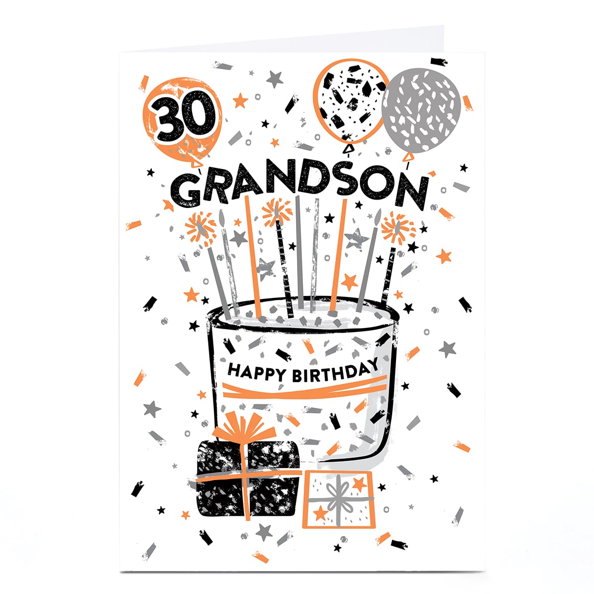 30th Birthday Card - Grandson Birthday Cake