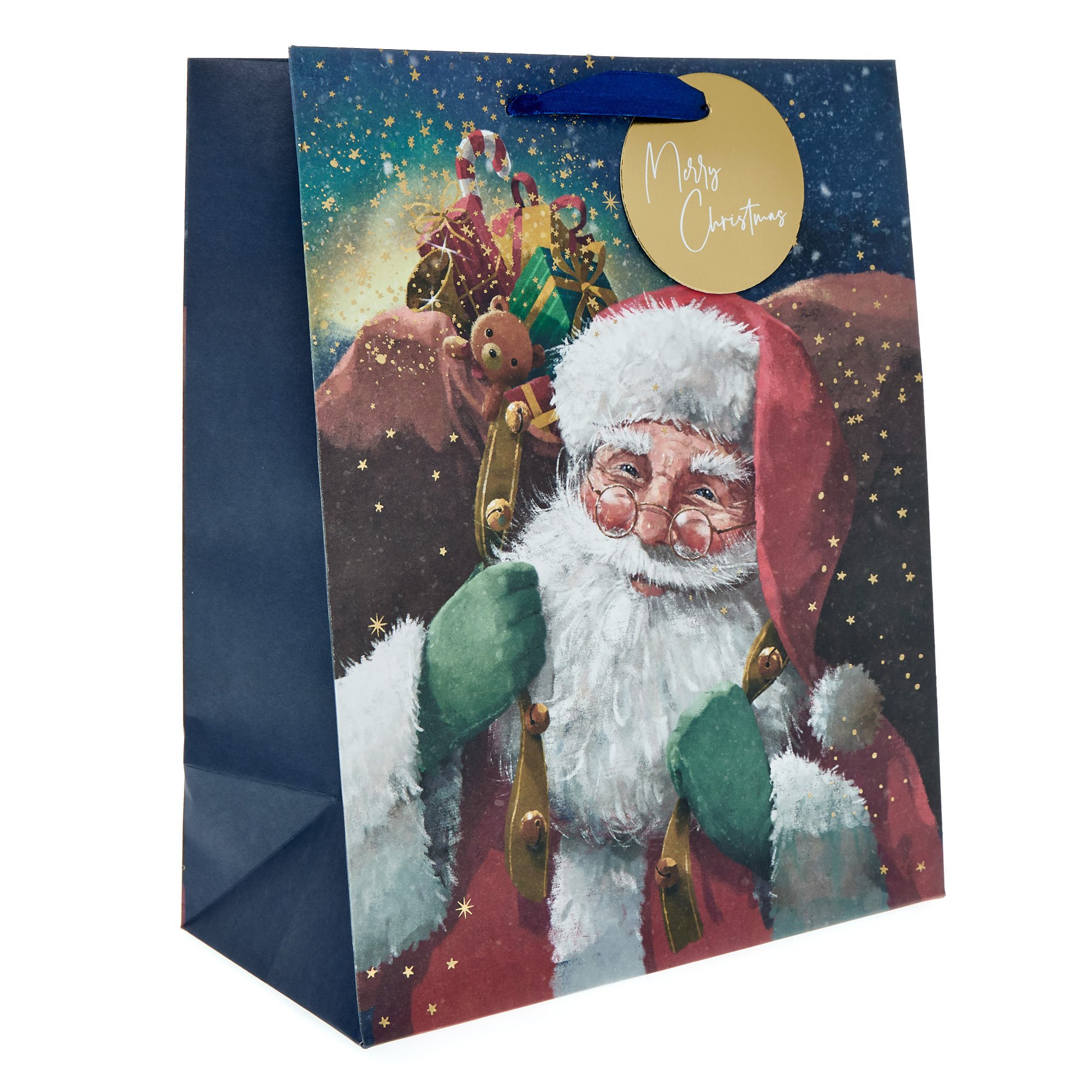 Traditional Santa Merry Christmas Large Portrait Gift Bag