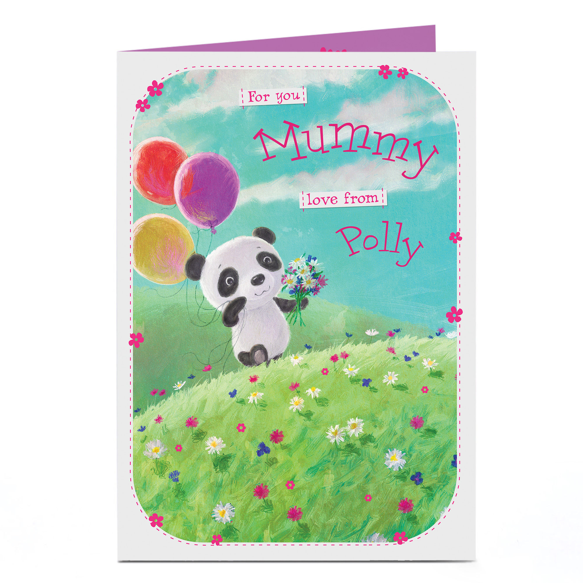 Personalised Card - Panda & Balloons