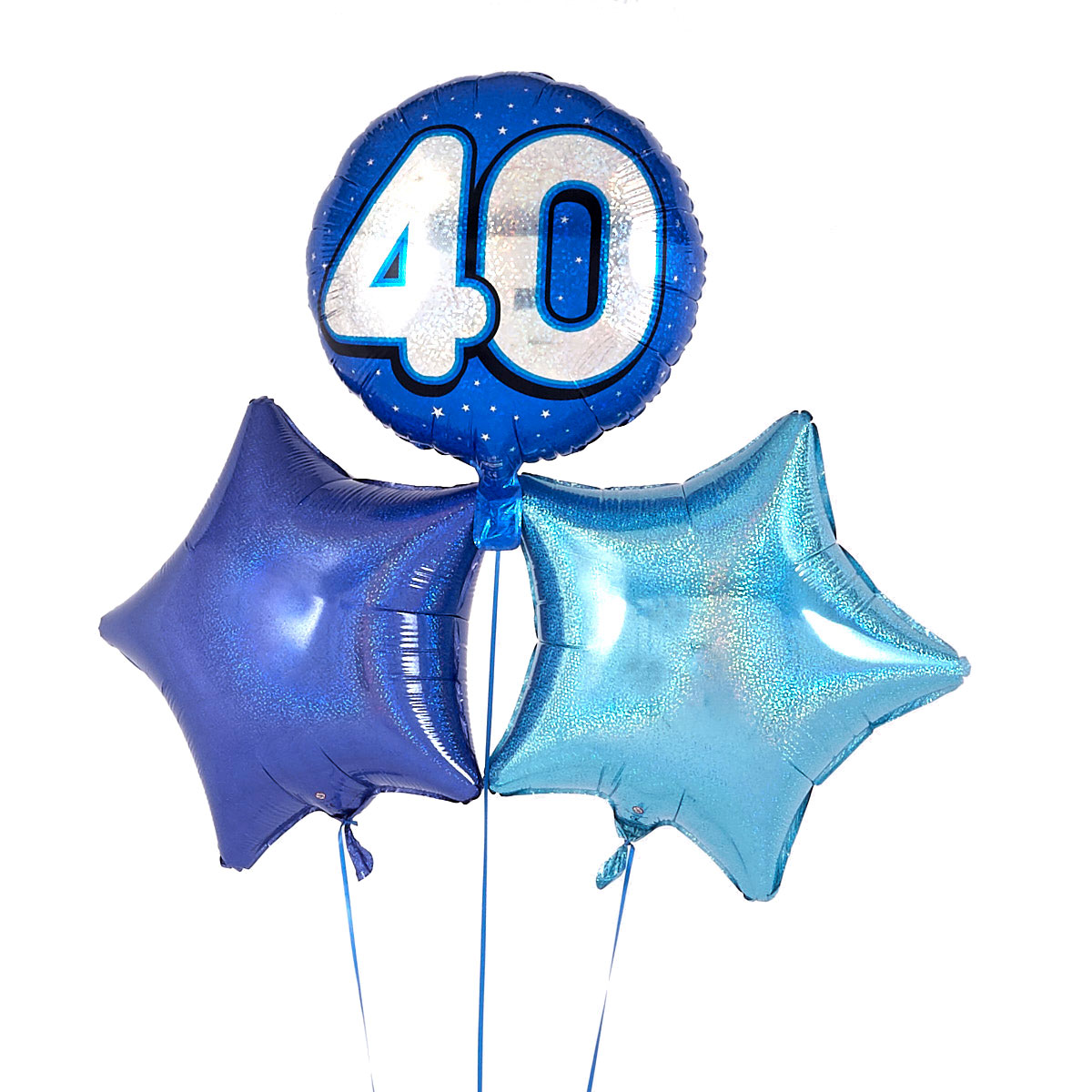 Blue 40th Birthday Balloon Bouquet - DELIVERED INFLATED!