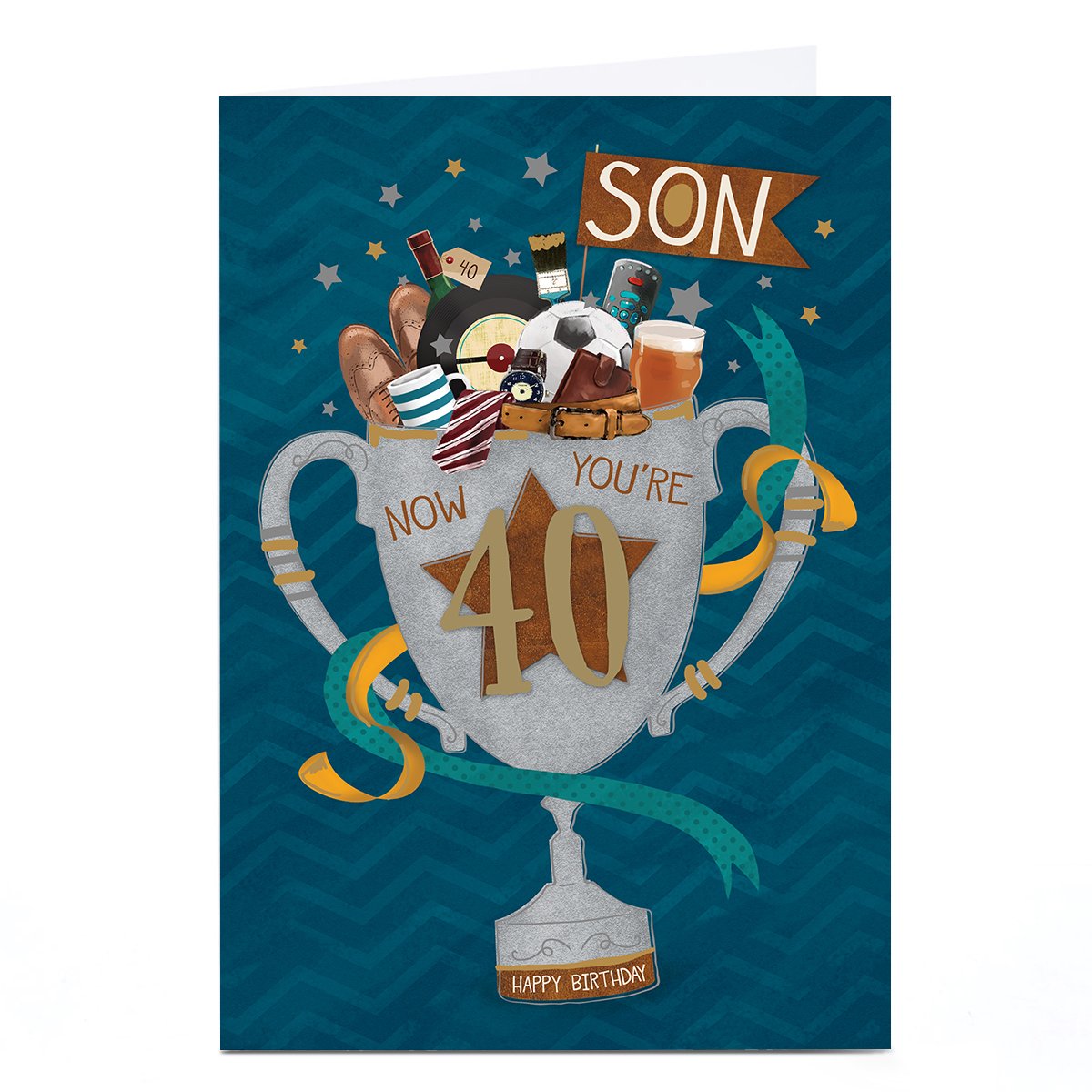 Personalised 40th Birthday Card - Trophy Full of Treats, Son