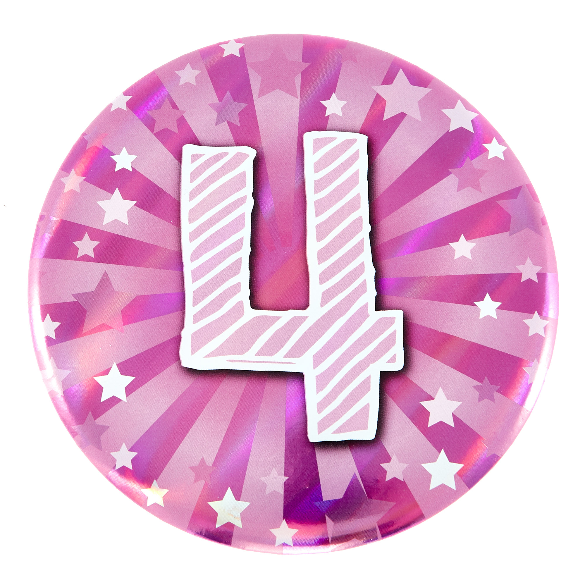 Giant 4th Birthday Badge - Pink