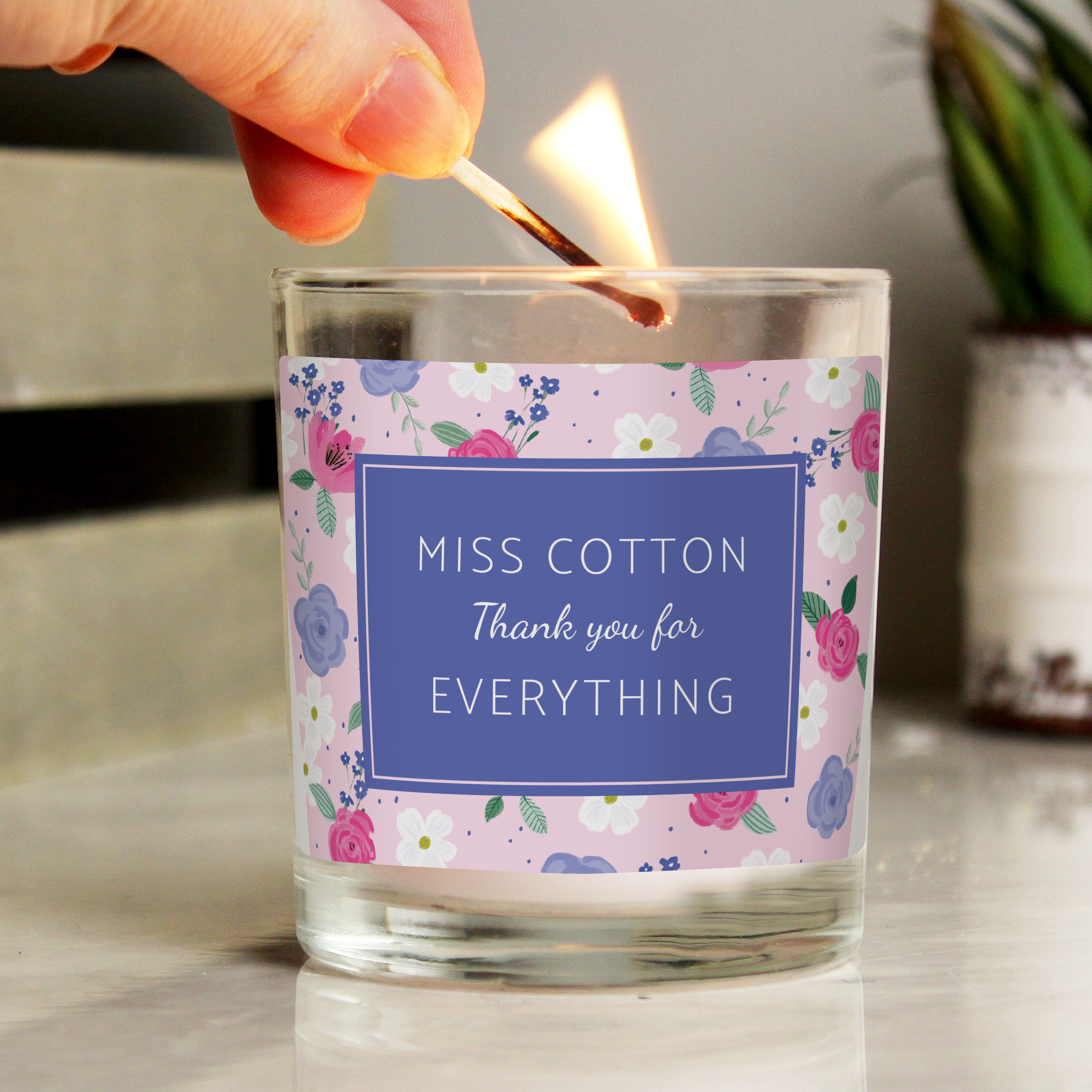 Personalised Candle In Floral Jar