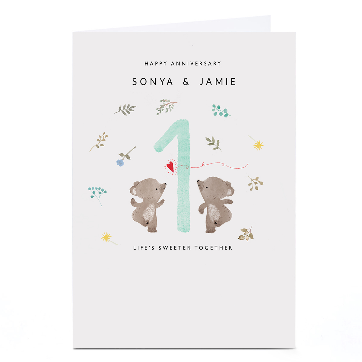 Personalised 1st Anniversary Card - Life's Sweeter Together
