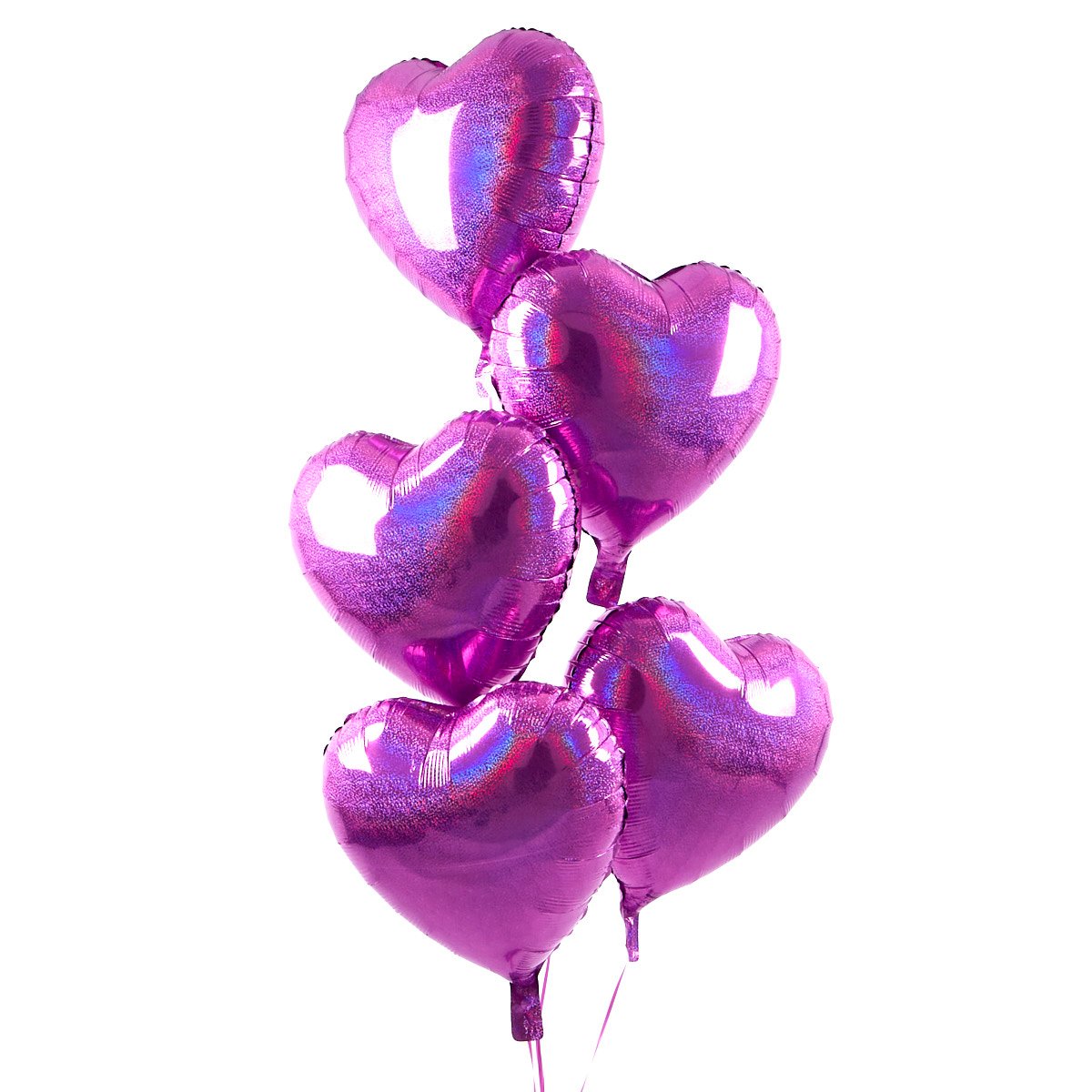5 Light Pink Hearts Balloon Bouquet - DELIVERED INFLATED!