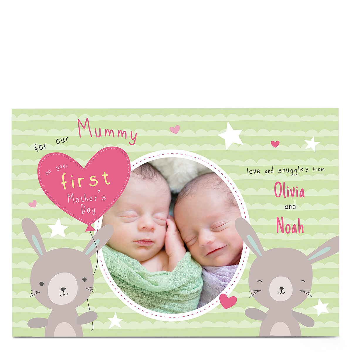 Photo Upload Mother's Day Card - First Mother's Day Twins