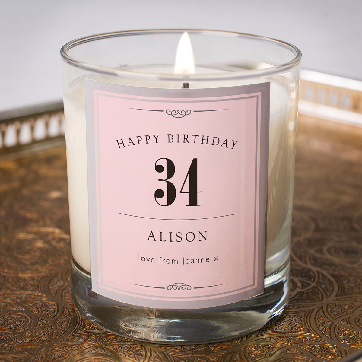 Personalised Pomegranate & Cashmere Scented Candle - Birthday Pink