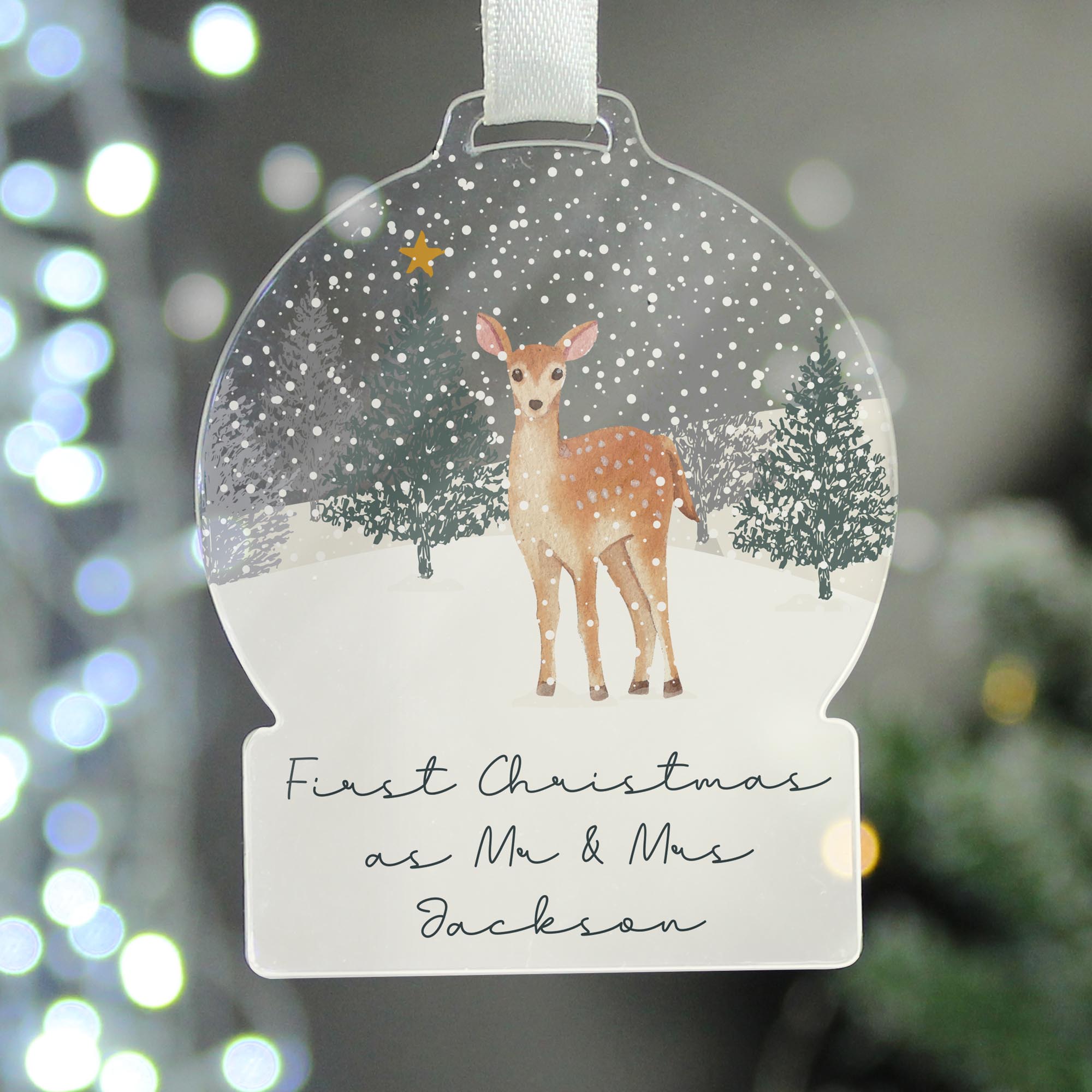 Personalised A Winter's Night Acrylic Snowglobe Decoration,  Personalised A Winter's Night Acrylic Snowglobe Decoration