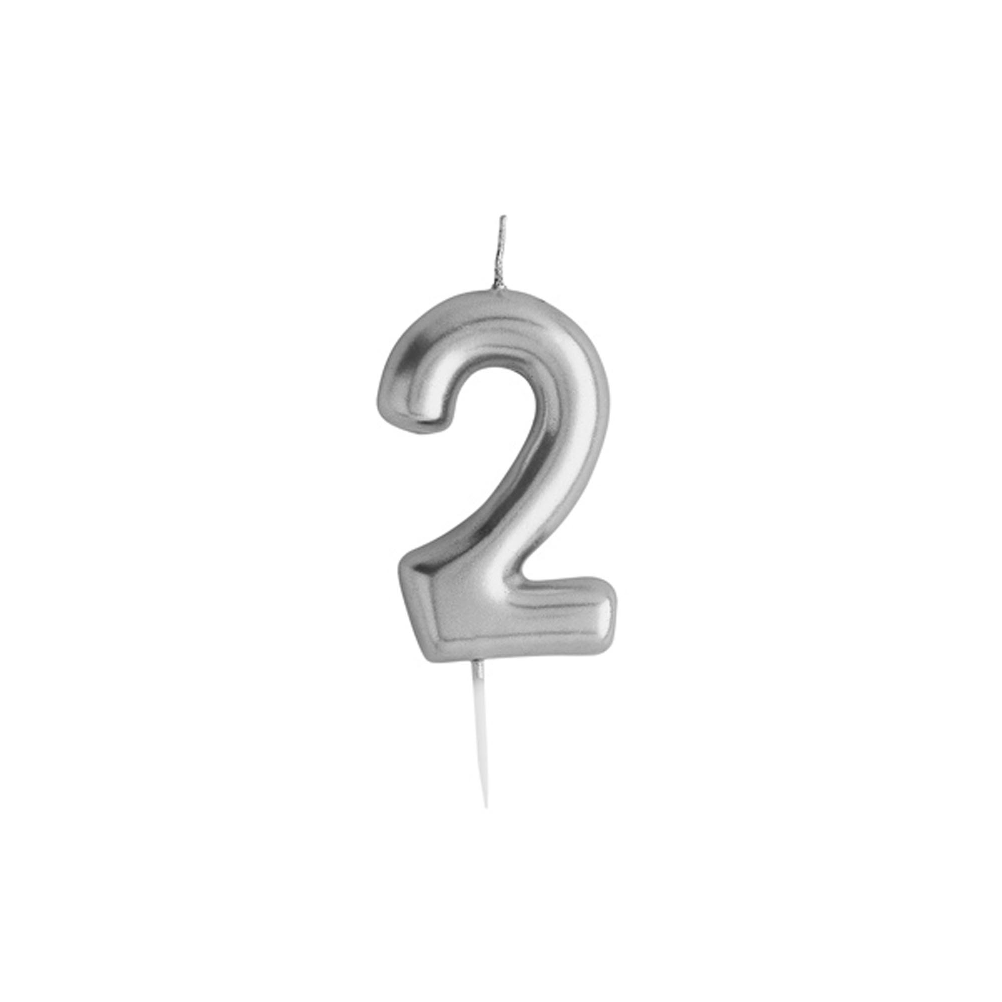 Silver Number Cake Candle (0-9)